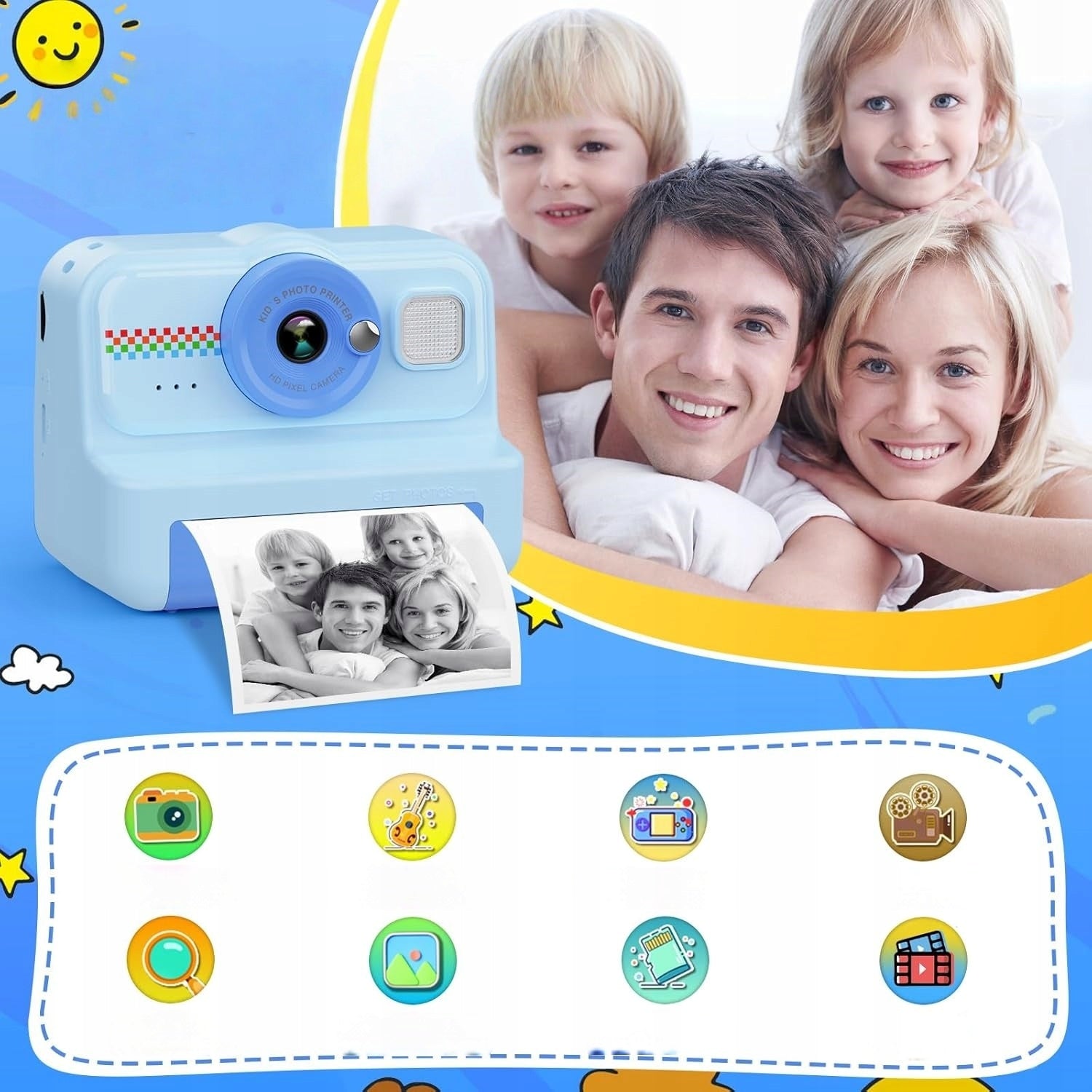 Instant Camera Mini Thermal Printer Lamp + Card 32GB 3 Rolls Packaging status original