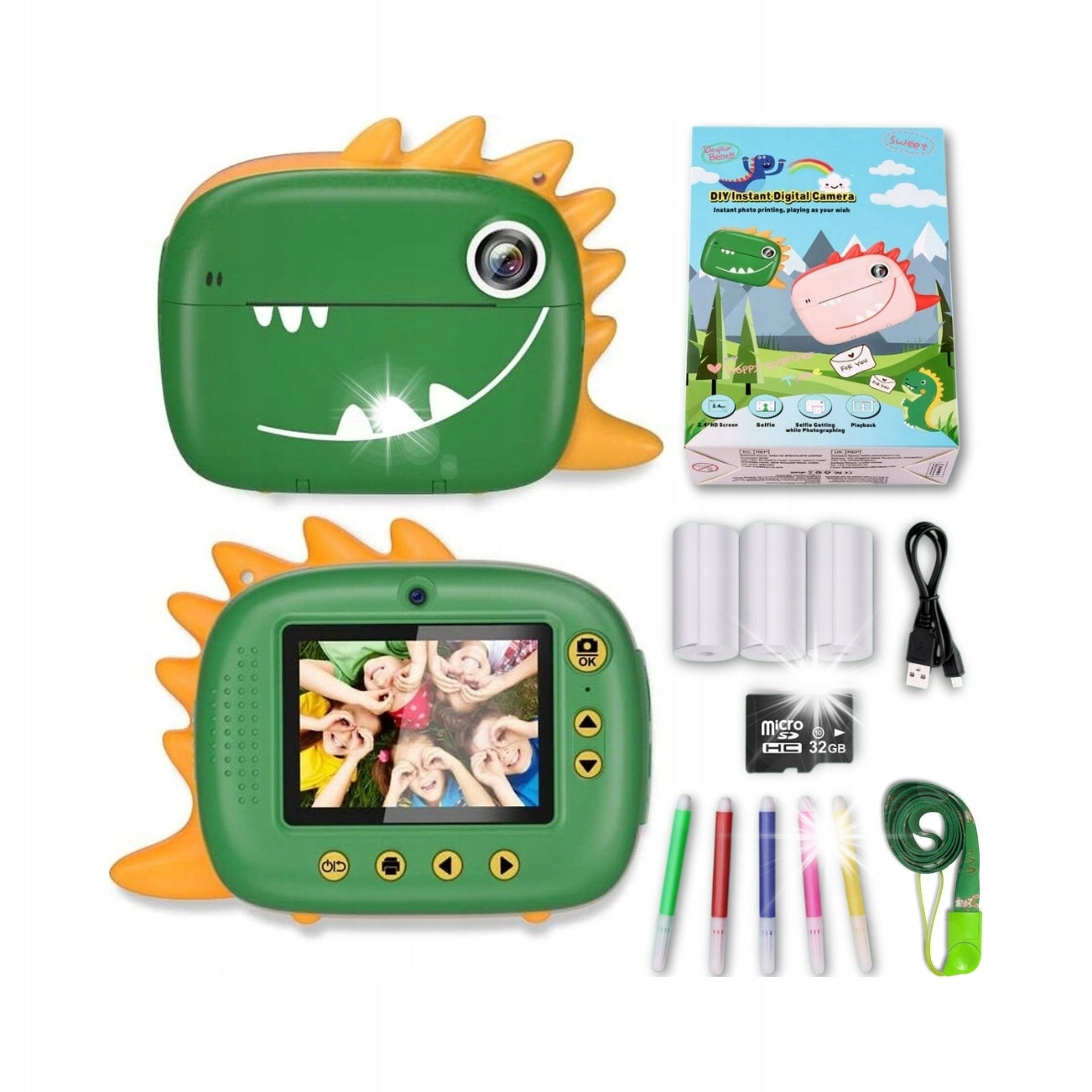 Instant Camera with Kids Printer SD Card 32GB FHD