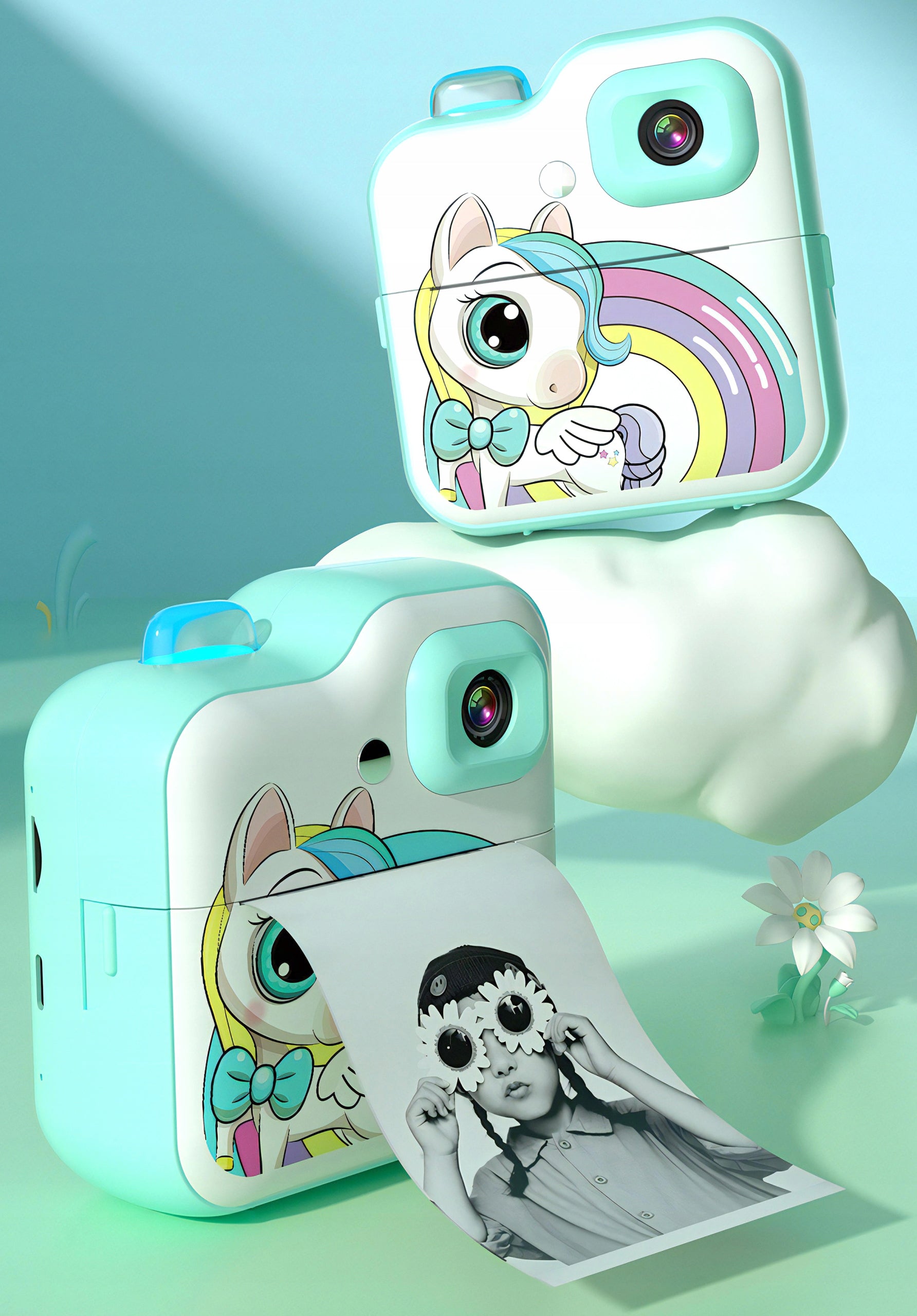 Instant Digital Photography Camera with Unicorn Printer Lightweight Packaging status original