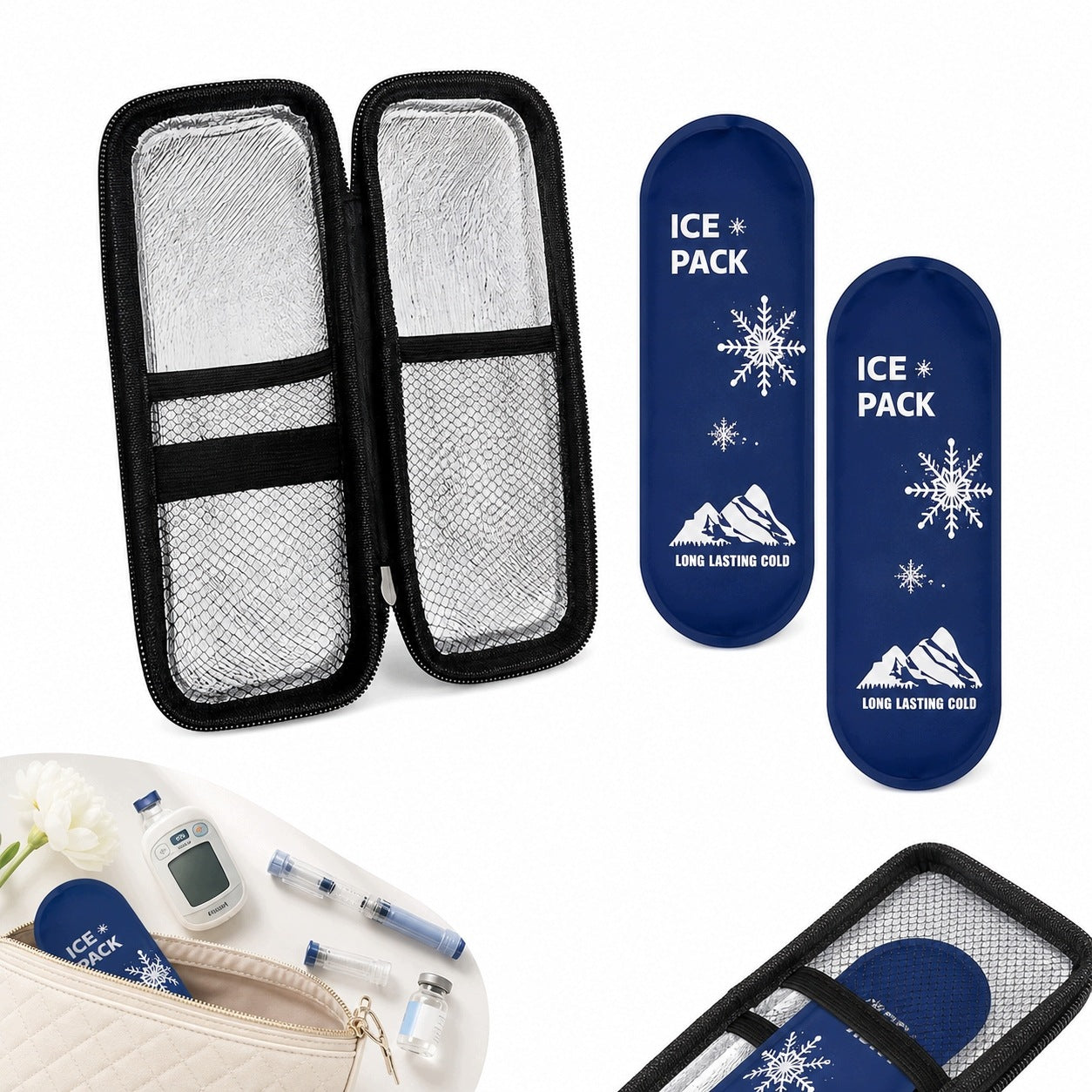 Insulin Isothermal Bag Portable with 2 Cooling Cartridges