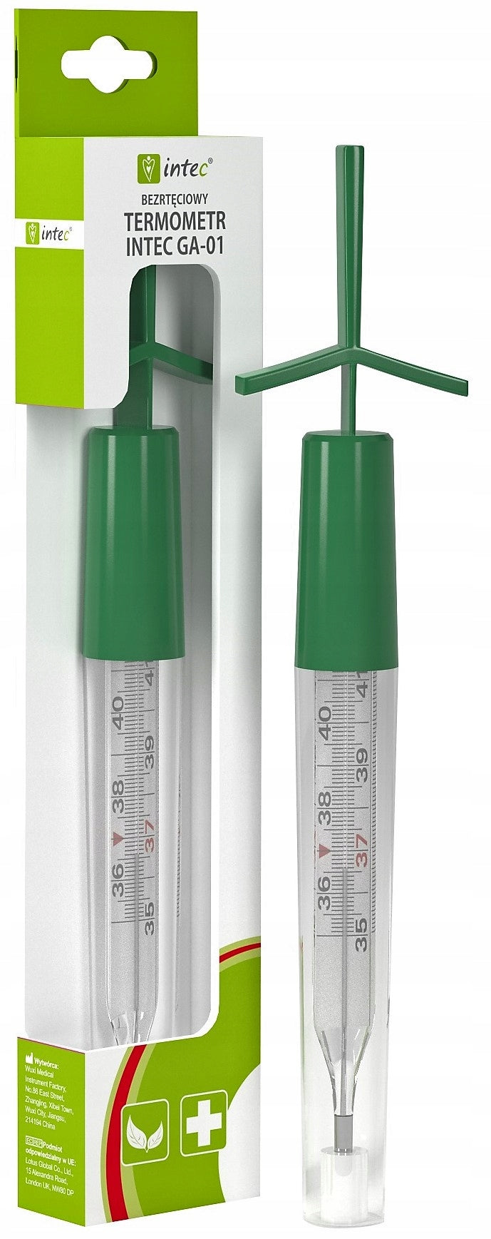 Intec GA-01 mercury-free glass thermometer with shake case 2 pcs.
