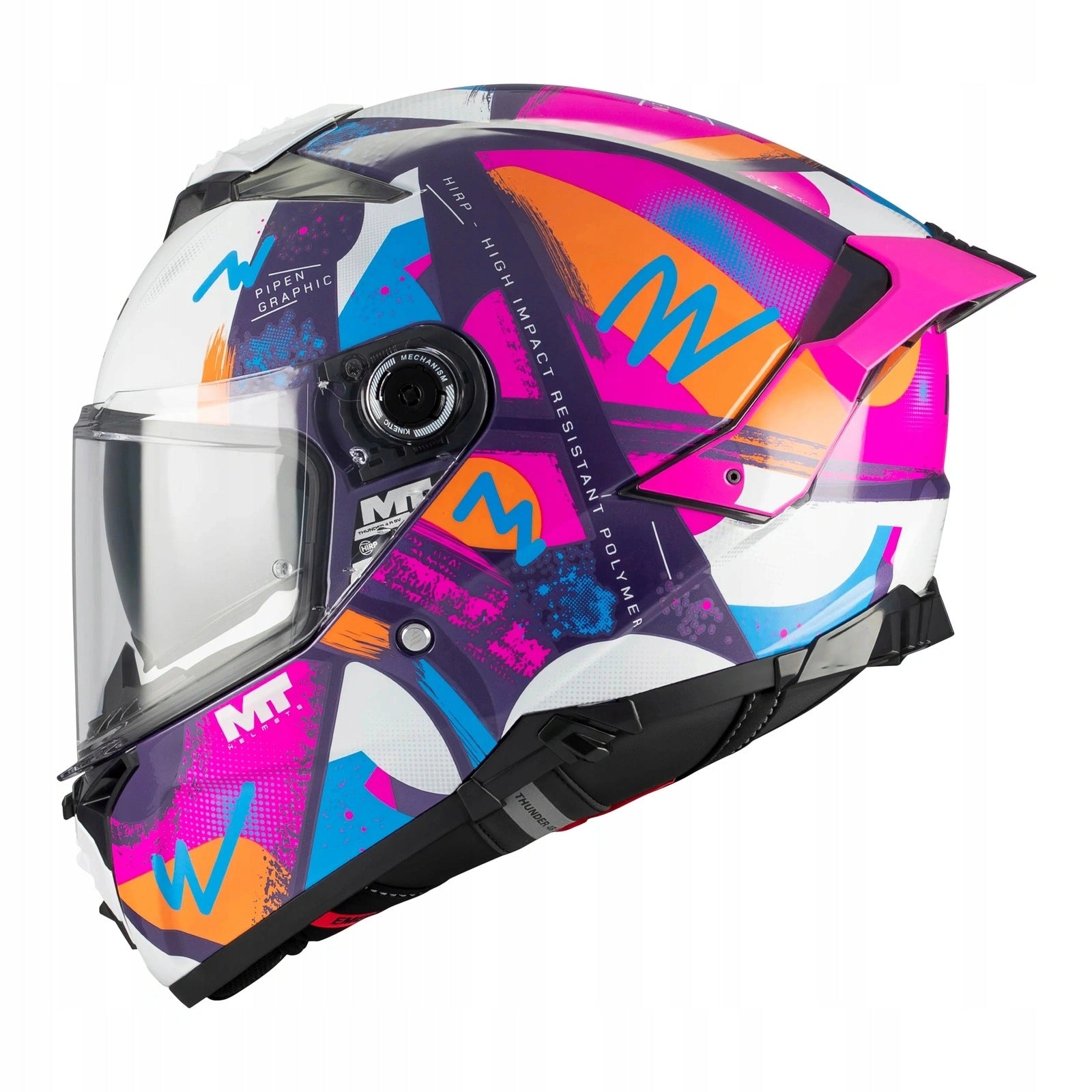 Integral helmet with Blend MT THUNDER 4 R SV PIPEN C8 white Pink PINLOCK Packaging status original