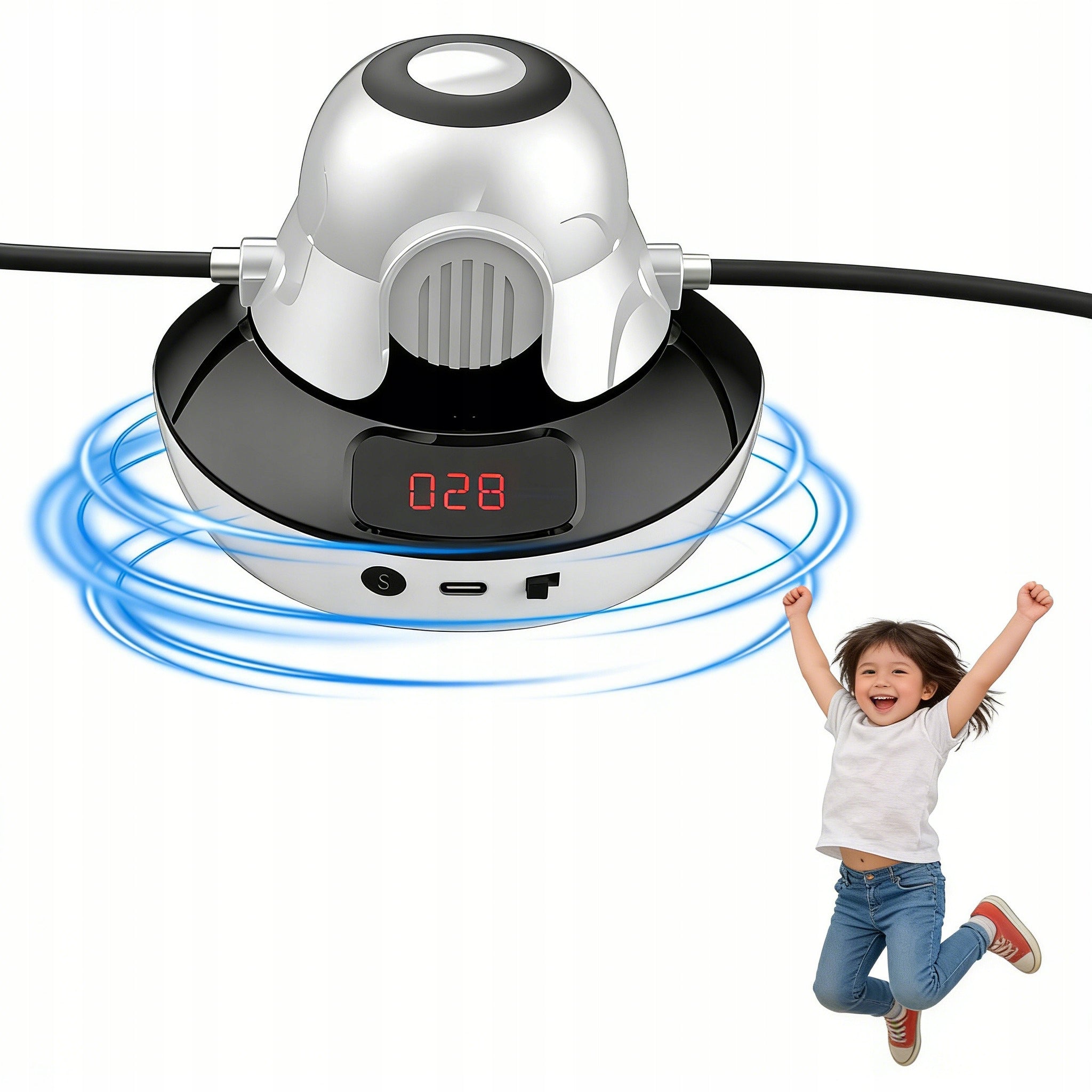 Intelligent Jumping Machine White Electric Jump Rope 10 Levels