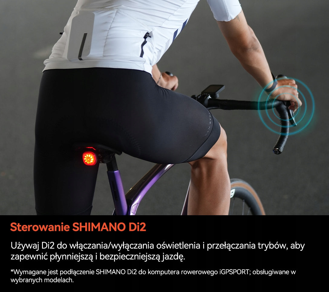 Intelligent ultra-light rear bicycle light iGPSport TL50, BLE, Di2 Kind under the saddle