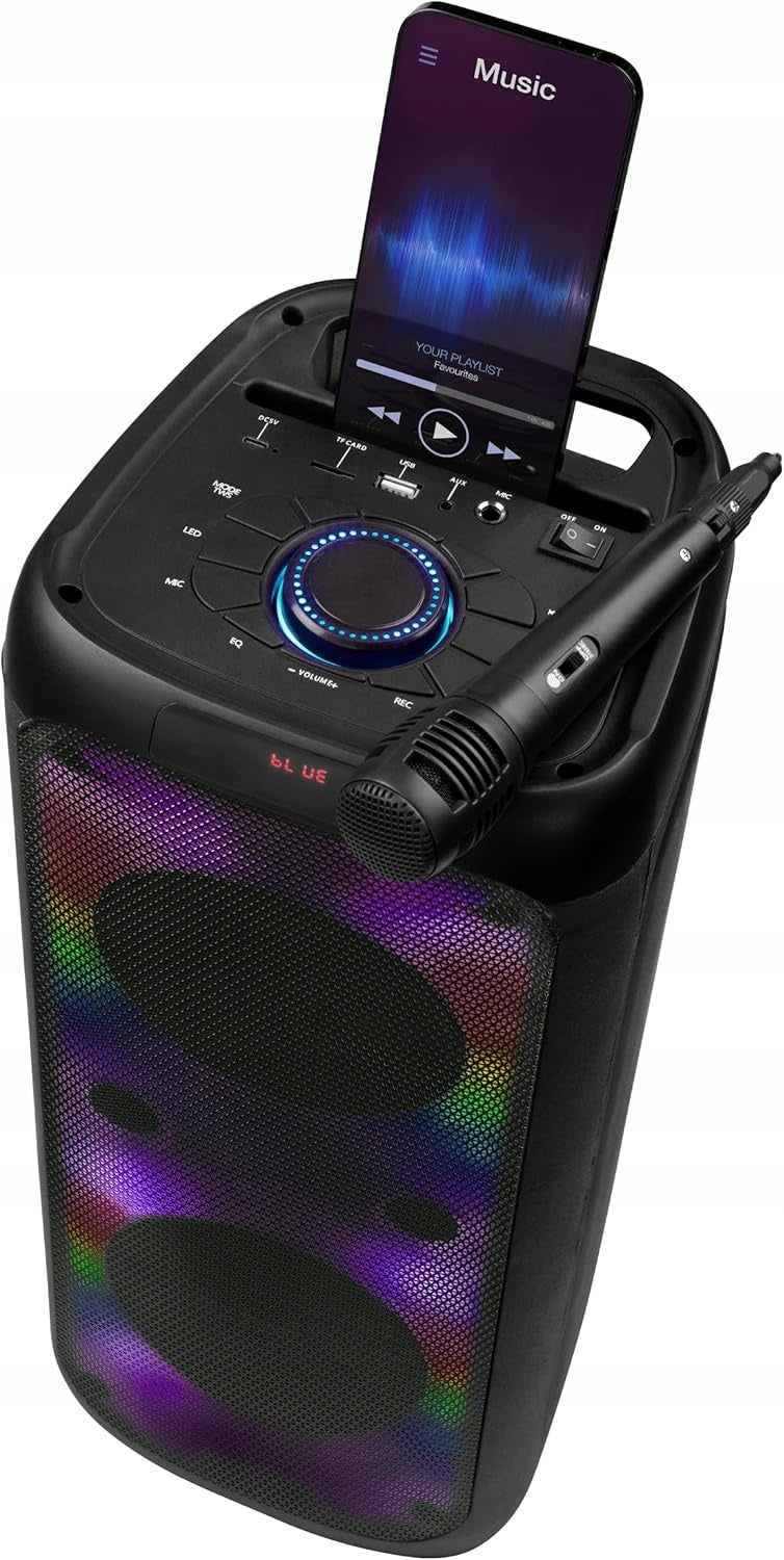 Intempo Bluetooth Speaker Karaoke Microphone LED Light 100W