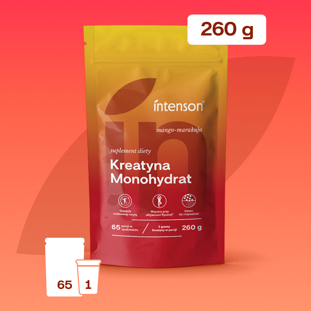 Intenson Creatine pure powder 255g + Creatine mango-passion fruit powder 260g Expiration date at least six months from the date of purchase