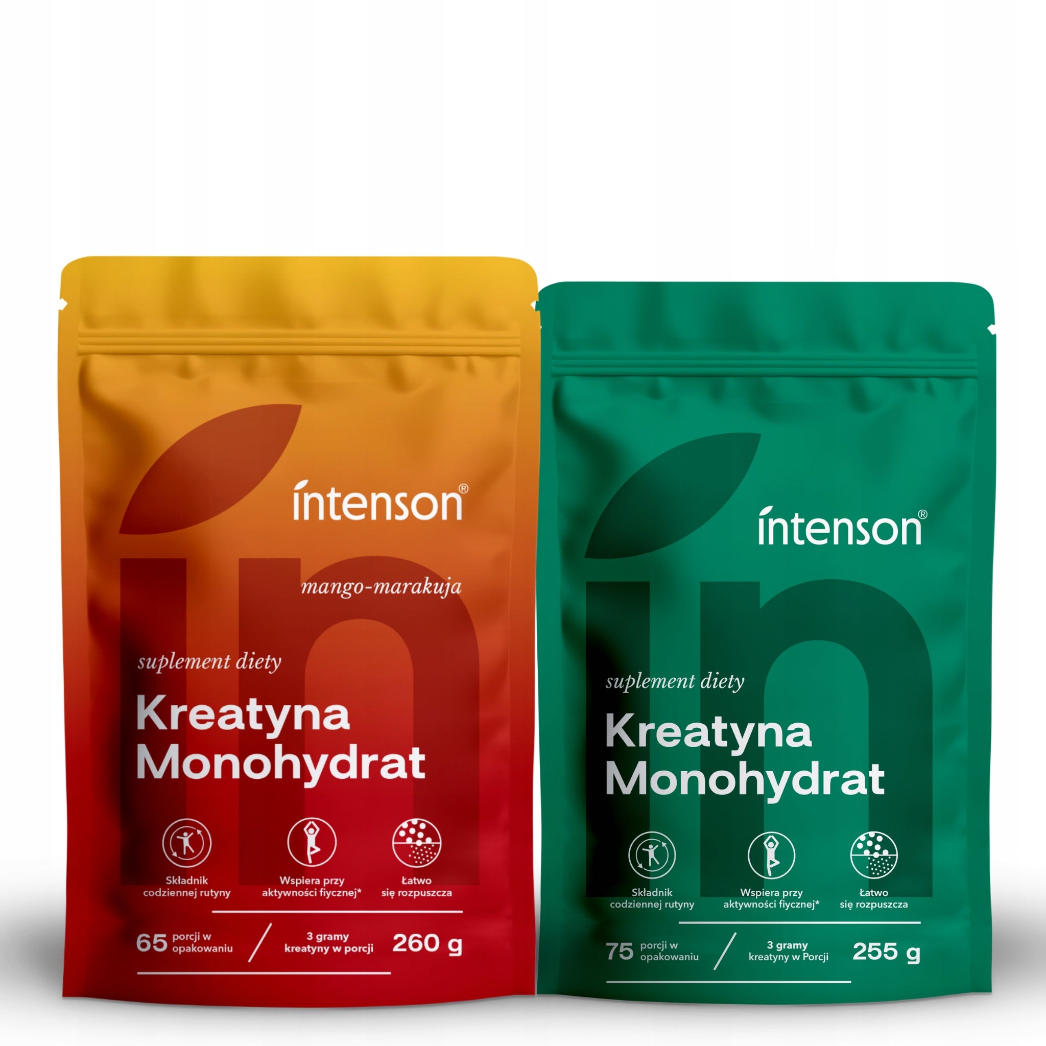 Intenson Creatine pure powder 255g + Creatine mango-passion fruit powder 260g