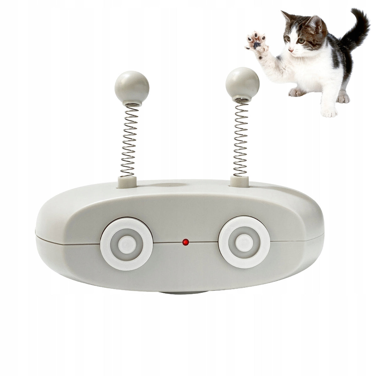 Interactive toy FOR CAT modern ROBOT GREY antennas feather