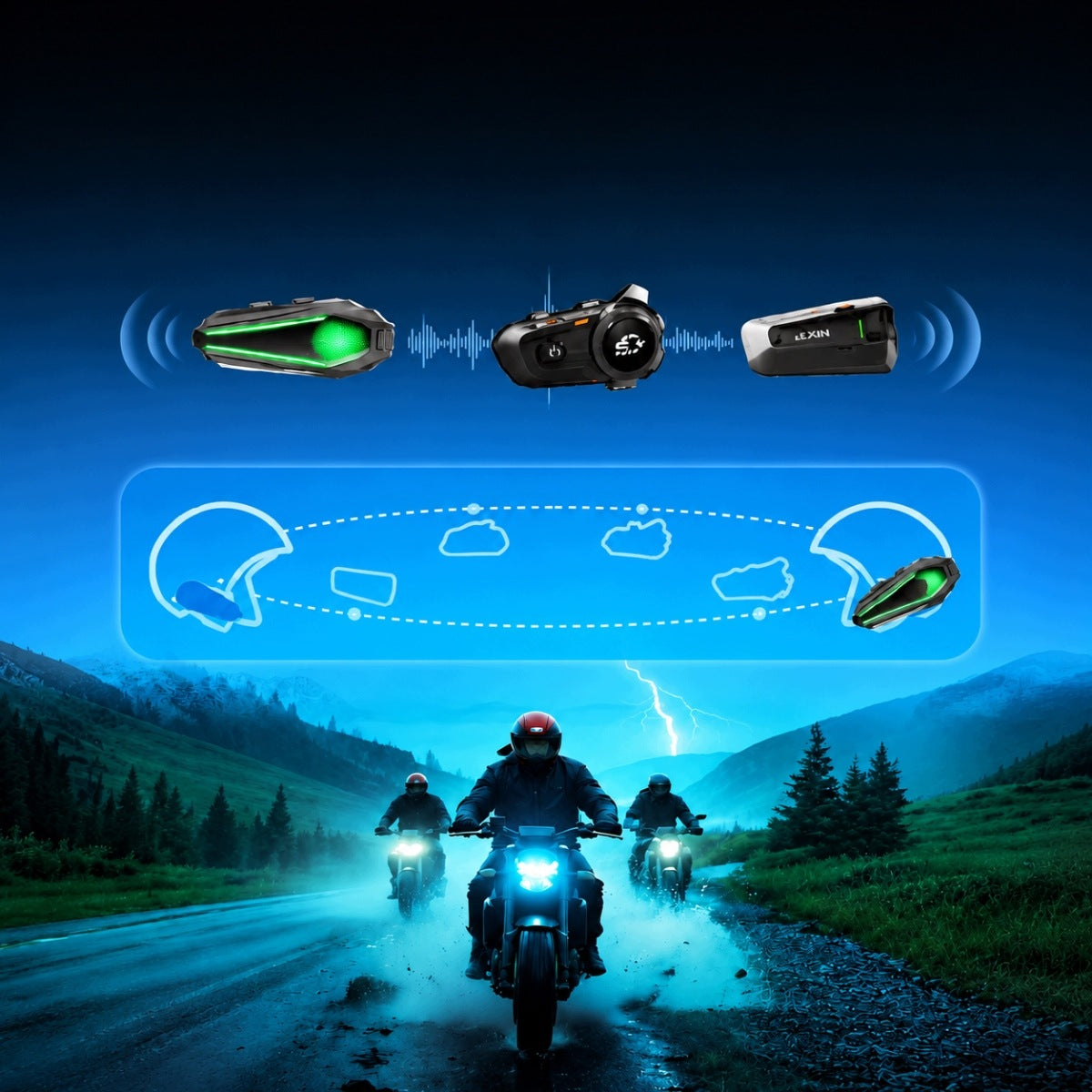 Intercom Bluetooth motorcycle 5.3 set of 2 people 100 km/h FM for helmet Manufacturer no brand