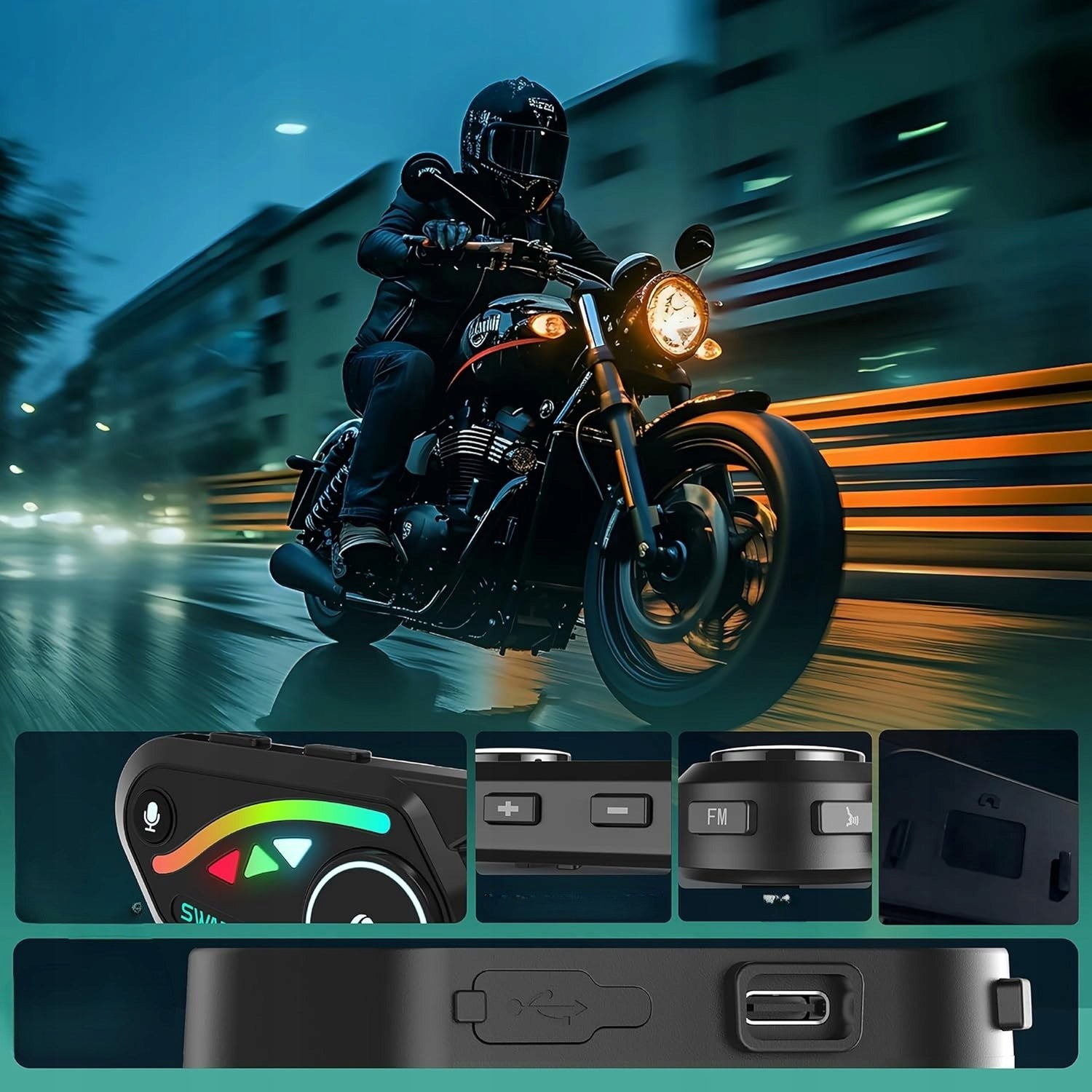 Intercom Motorcycle Bluetooth Group Helmet Headset EAN (GTIN) 5904285683802