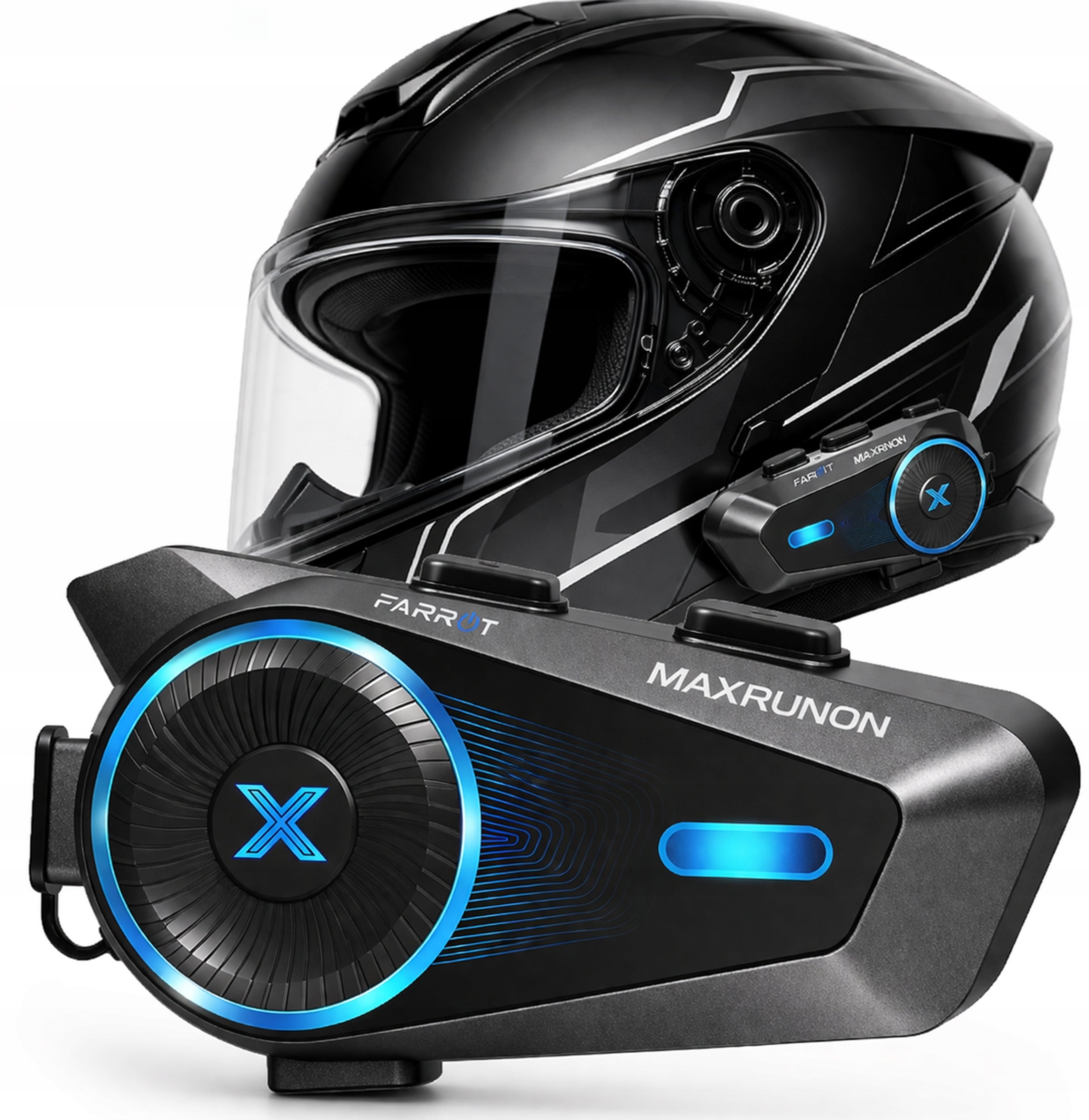Intercom Motorcycle Mesh 1.6km Bluetooth 5.4 IPX7 ANC 120km/h up to 4 helmets