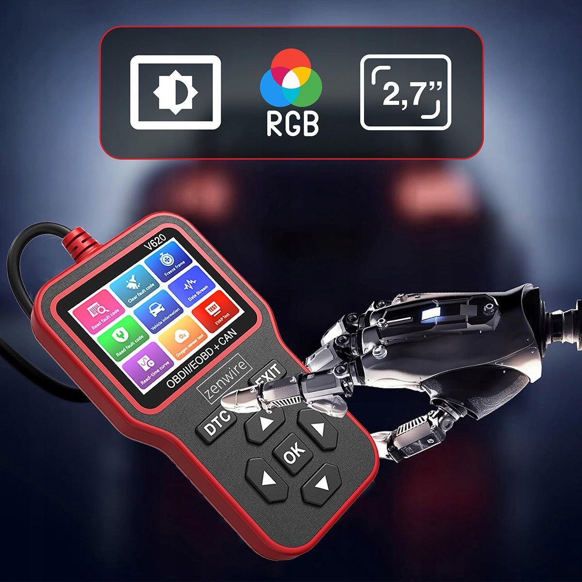 Interface Tester Diagnostic Scanner OBD2 Display ELM327 CAN Computer Manufacturer code Interfejs Diagnostyczny Kasowanie Błędu OBD 2