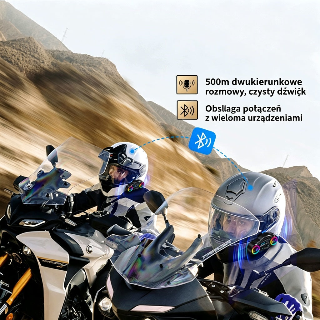 Interkom Motocyklowy Konferencja 500m Bluetooth 5.0 Komendy Głośniki HD Packaging status original