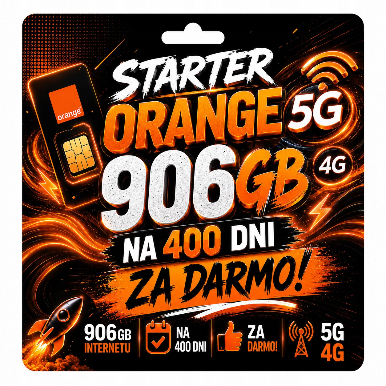 Internet Mobile to Orange Card for Free 906GB 400 DAYS 4G 5G sim card Operator Orange