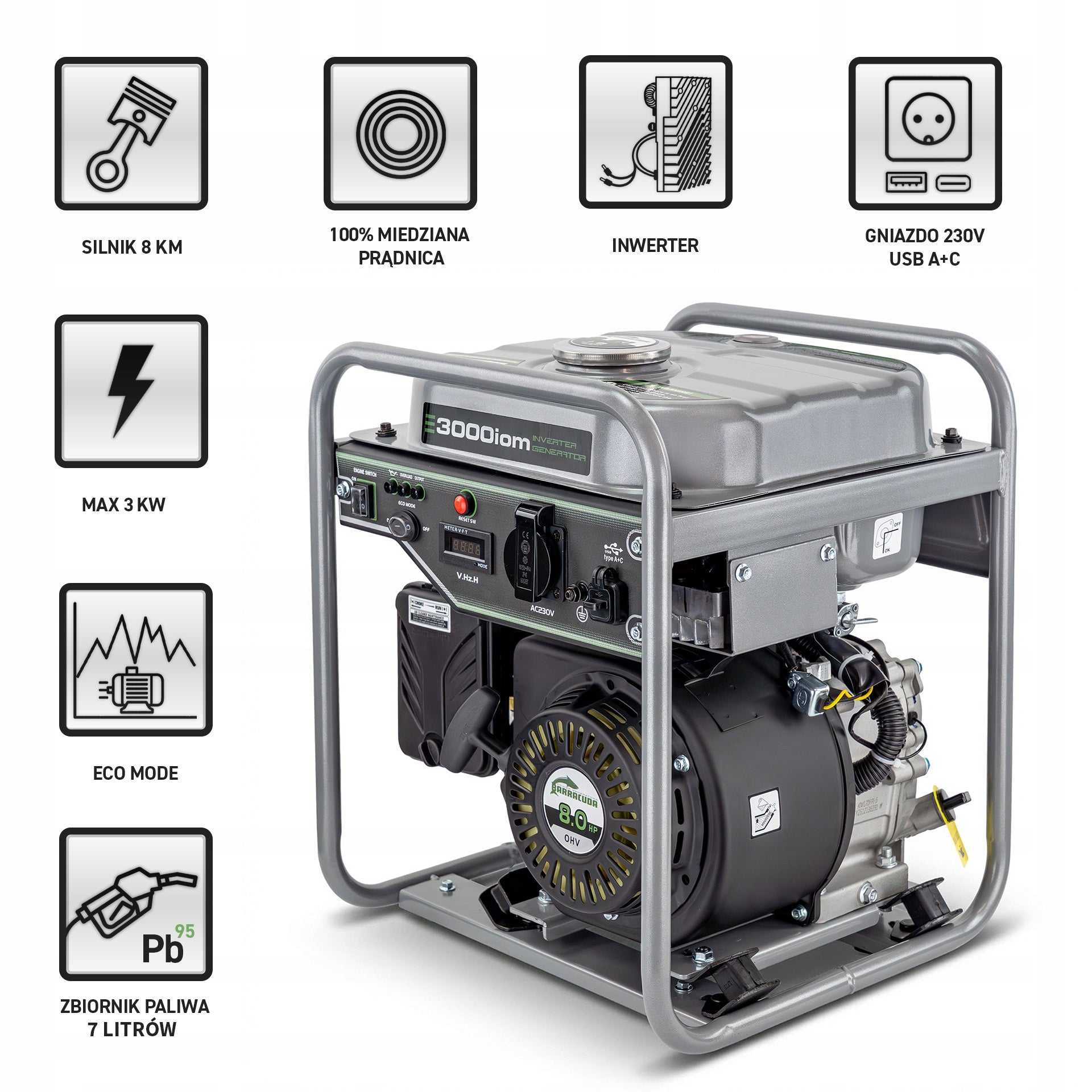 Inverter Generator Set 3,0kW 230V INVERTER Barracuda 3000 1F Manufacturer code 3000io