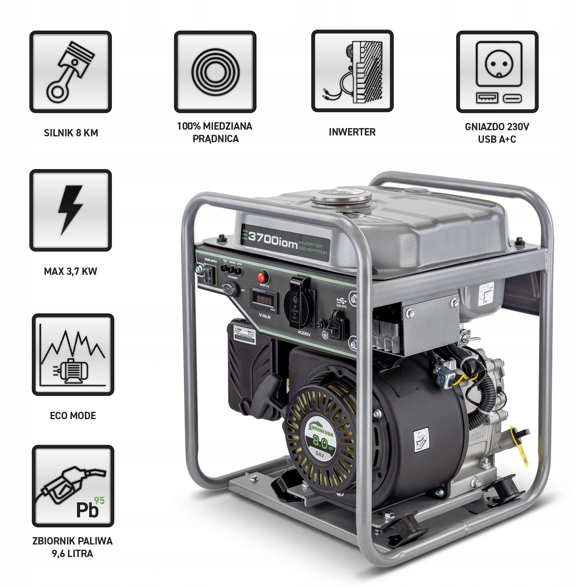 Inverter Generator Set 3,7kW 230V INVERTER Barracuda 3700 1F Brand Barracuda
