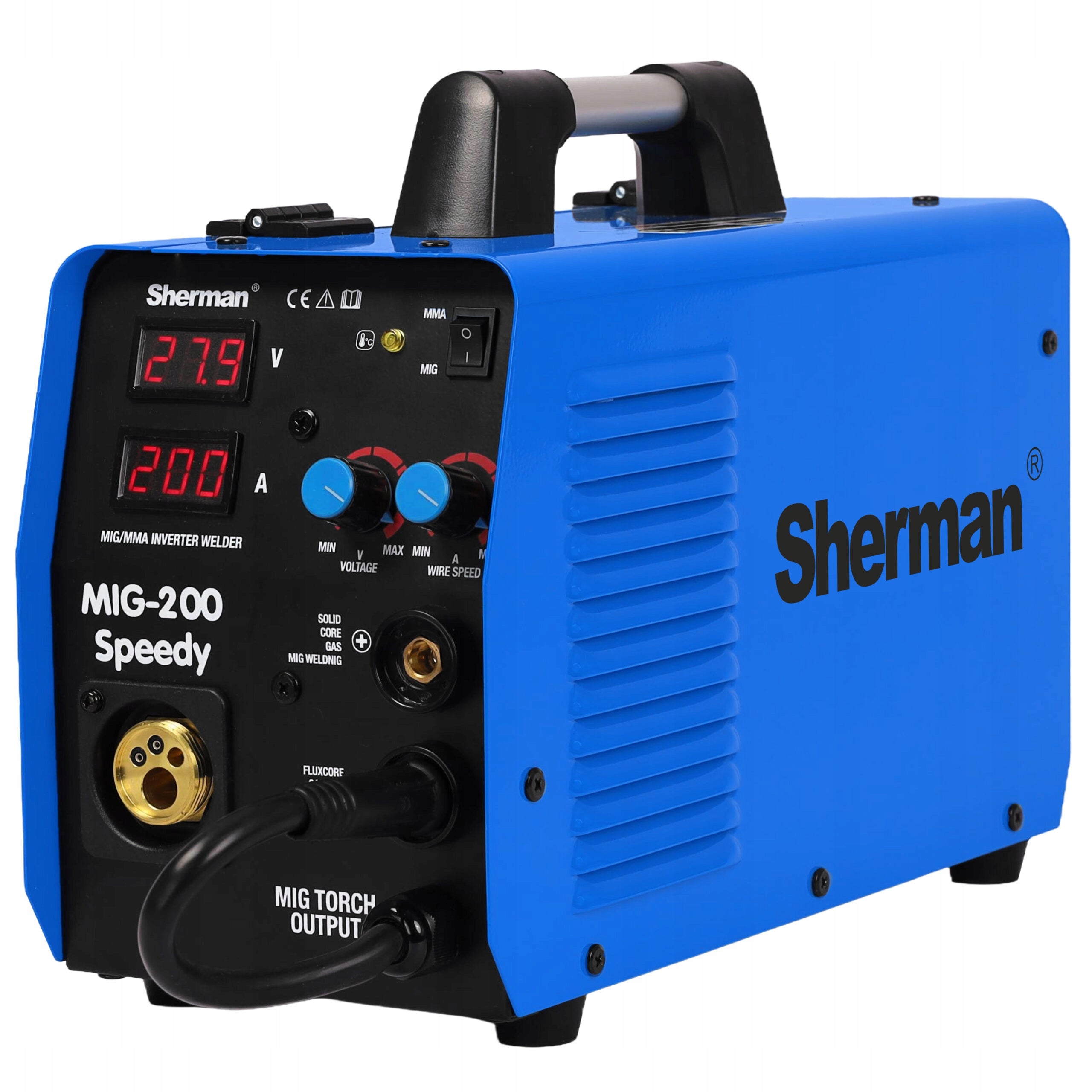 Inverter welder MIGOMAT Sherman MIG 200 Speedy MAG MMA FLUX 230V Manufacturer code PÓŁAUTOMAT INWERTOROWA 230A FCAW