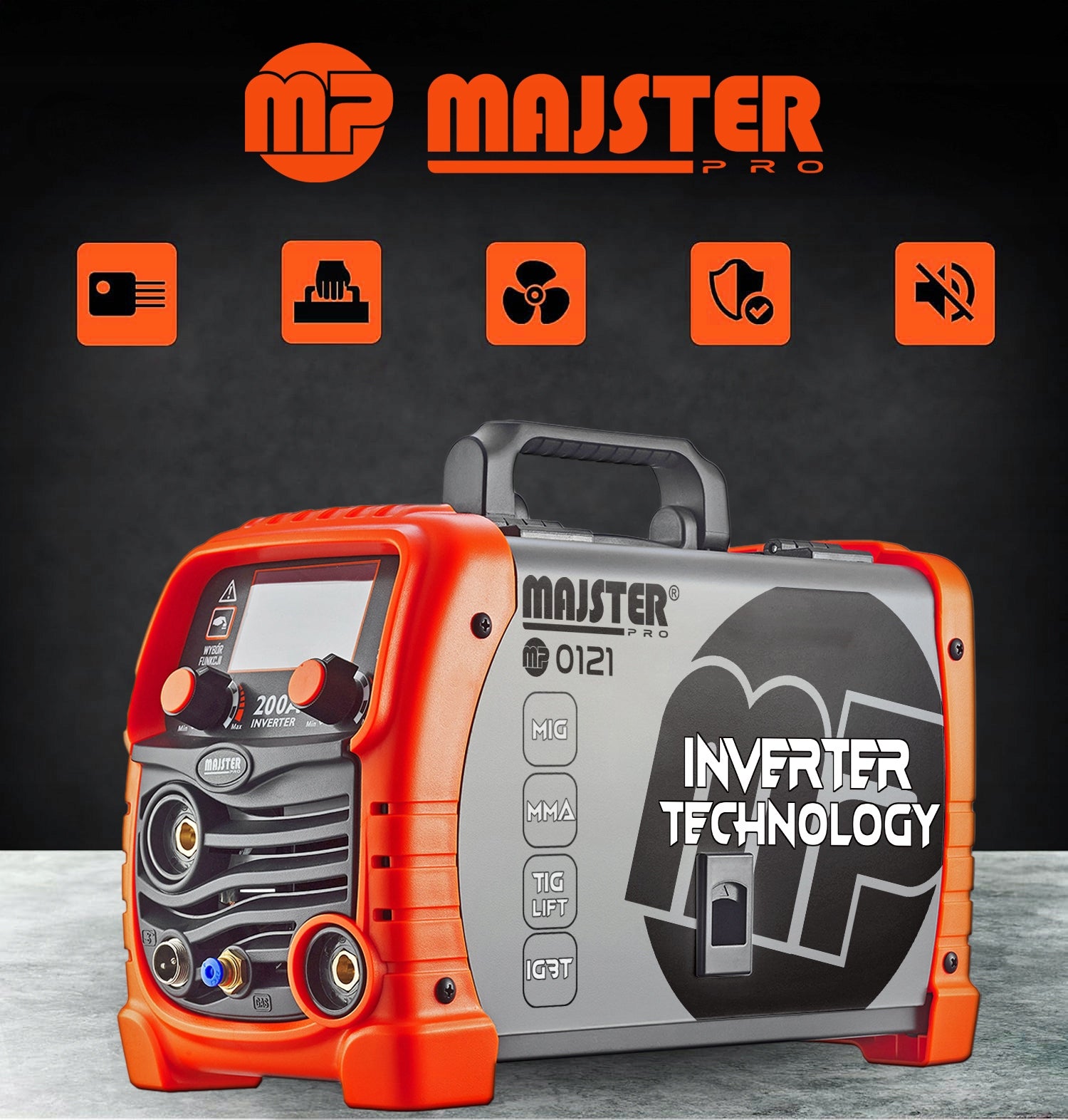 Inverter welder SYNERGY MIGOMAT MIG Co2 MMA TIG 200A majsterPRO MP0121 Manufacturer code MP0121