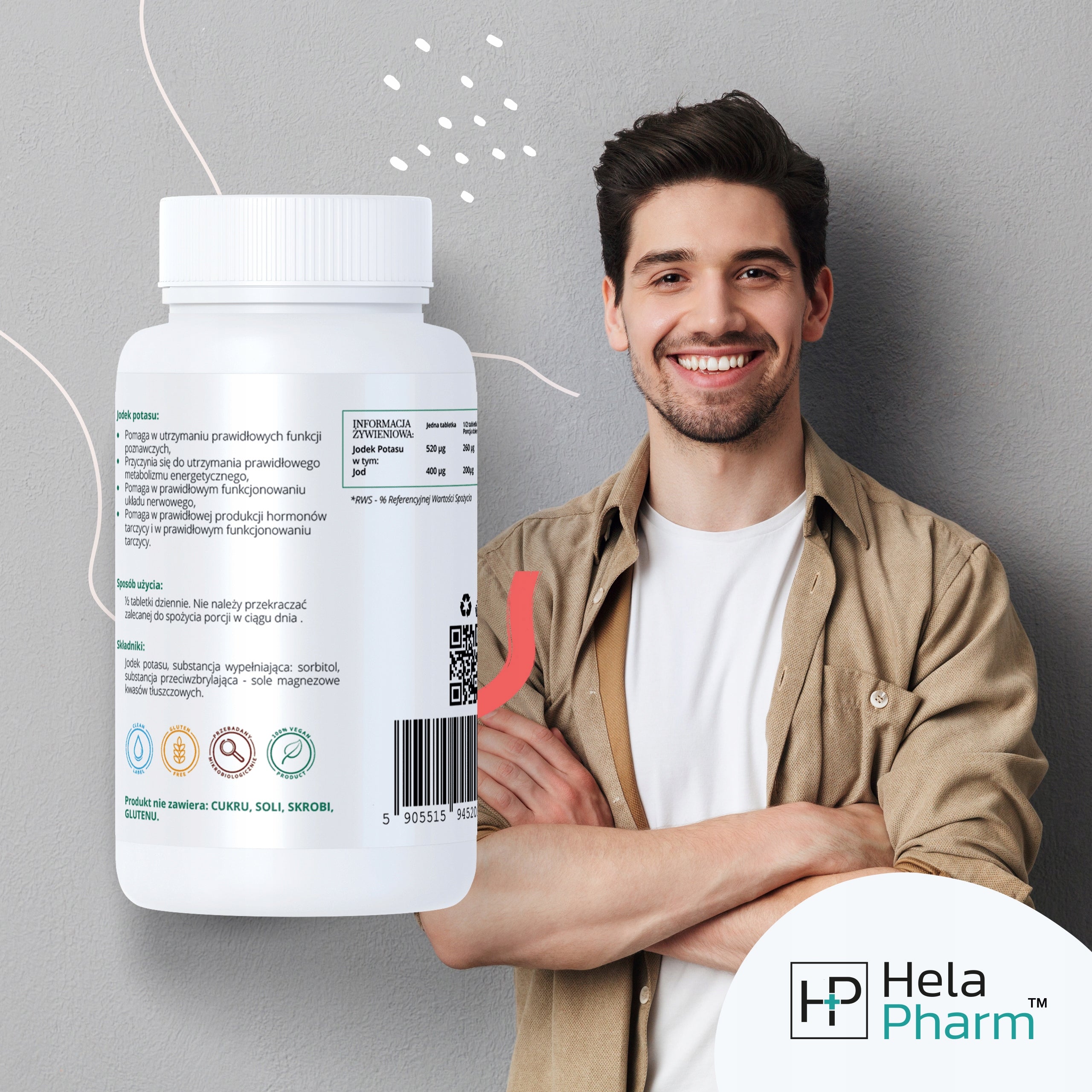 Iodine Potassium Iodide HIGH DOSE 400µg THYROID 180 tablets Vege Manufacturer code JOD Jodek Potasu 400µg TARCZYCA 180 tabletki
