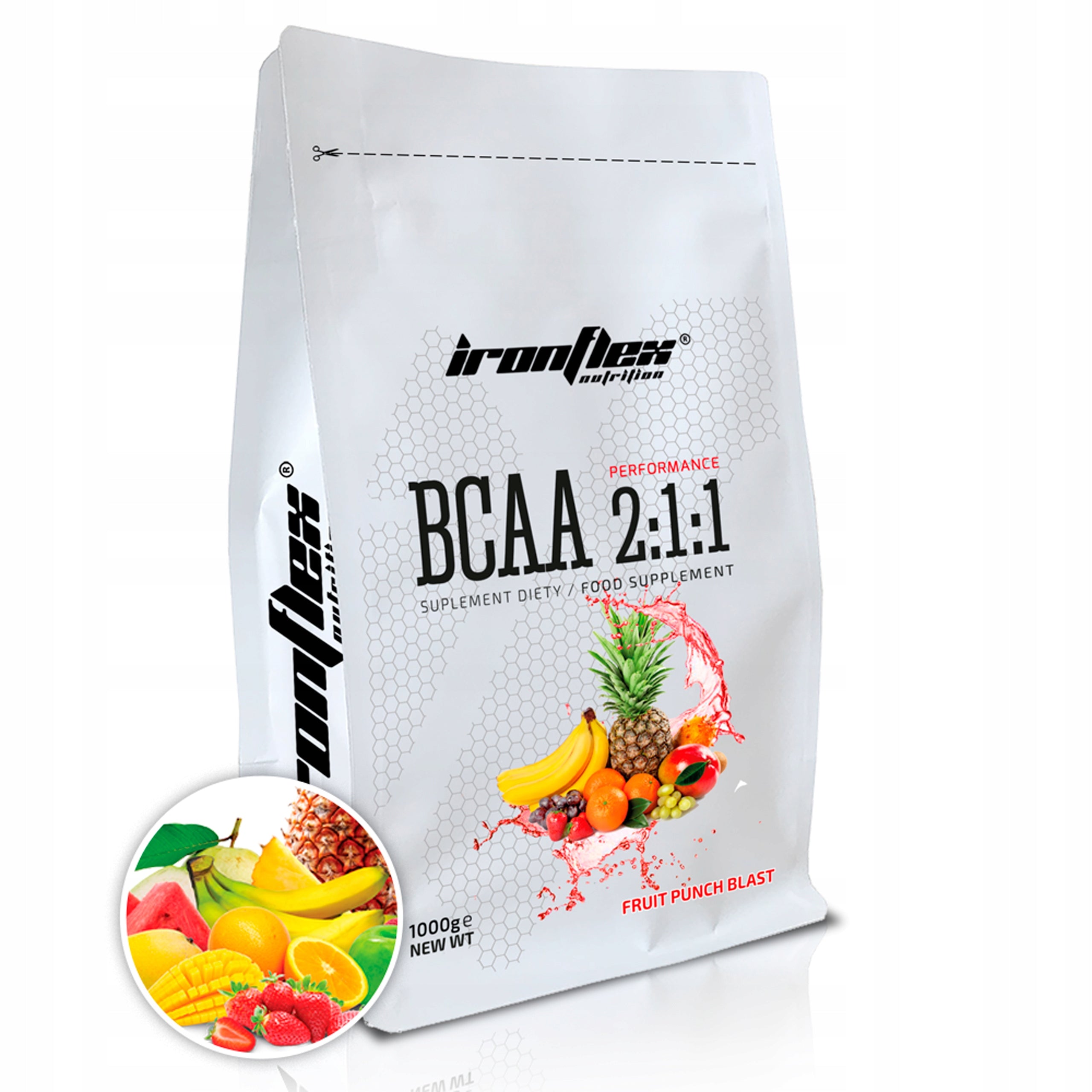 IronFlex BCAA 2:1:1 Fruit Punch 1000 g Packaging status original