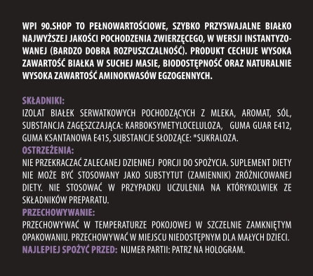 Isolate WPI90.shop chocolate 500g Expiration date at least 1 year from the date of purchase