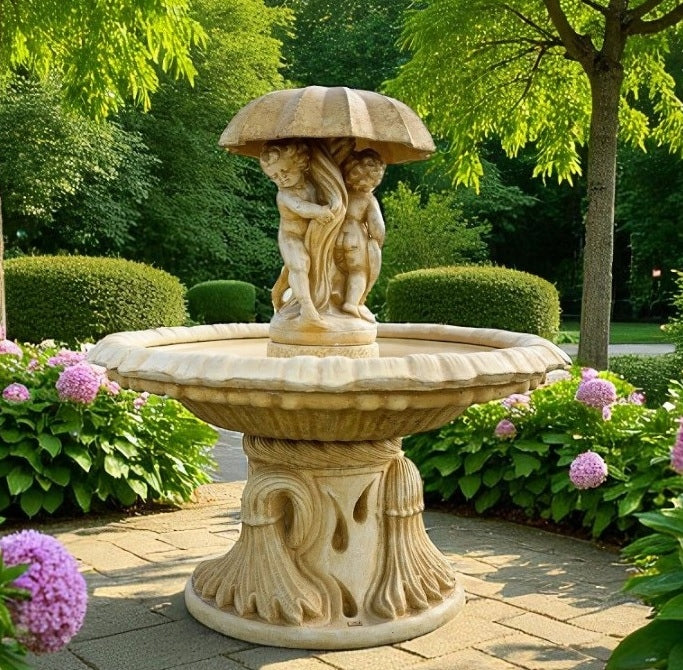 Italian Italia Amory Garden Fountain with Concrete Conglomerate