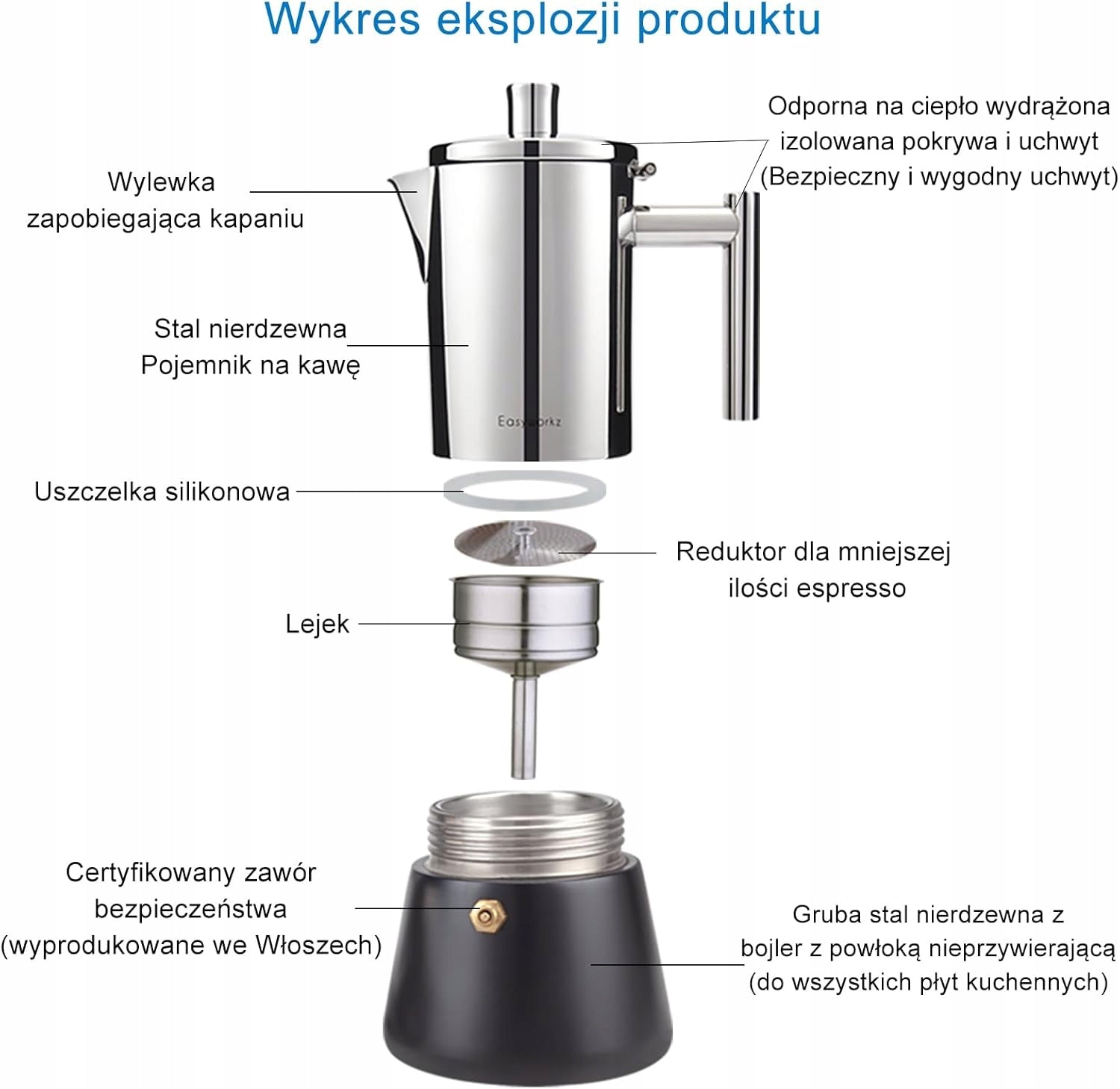 Italian Stainless Steel Coffee Maker, 12 Cups, Diego Manufacturer code 6939028