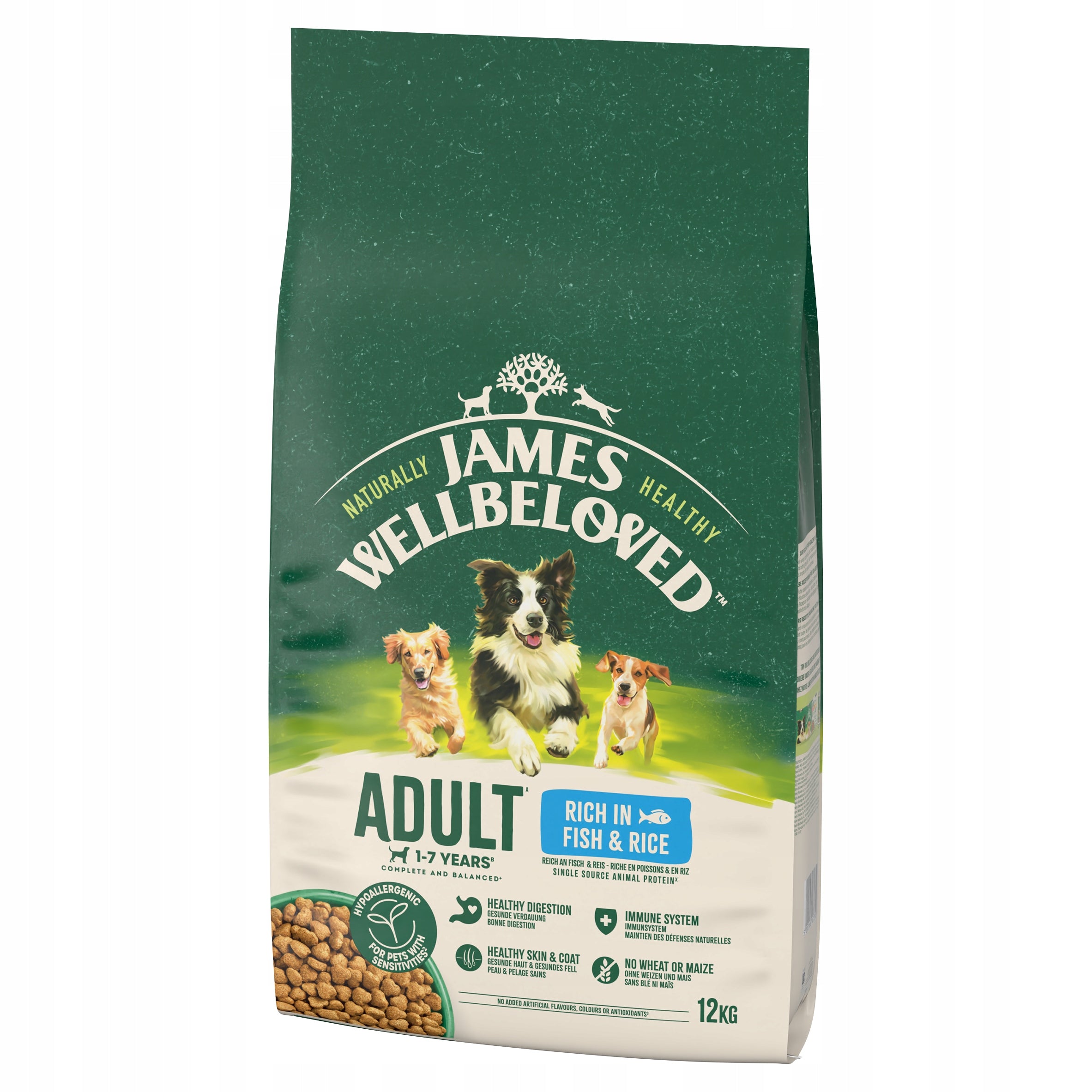JAMES WELLBELOVED Adult monoprotein dry dog food with fish 12 kg