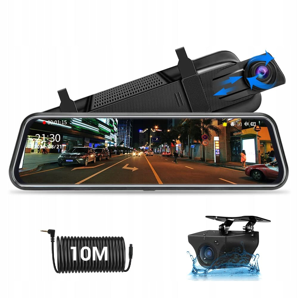 JANSITE Car Camera Mirror 10'' FHD 1080P Touch Screen