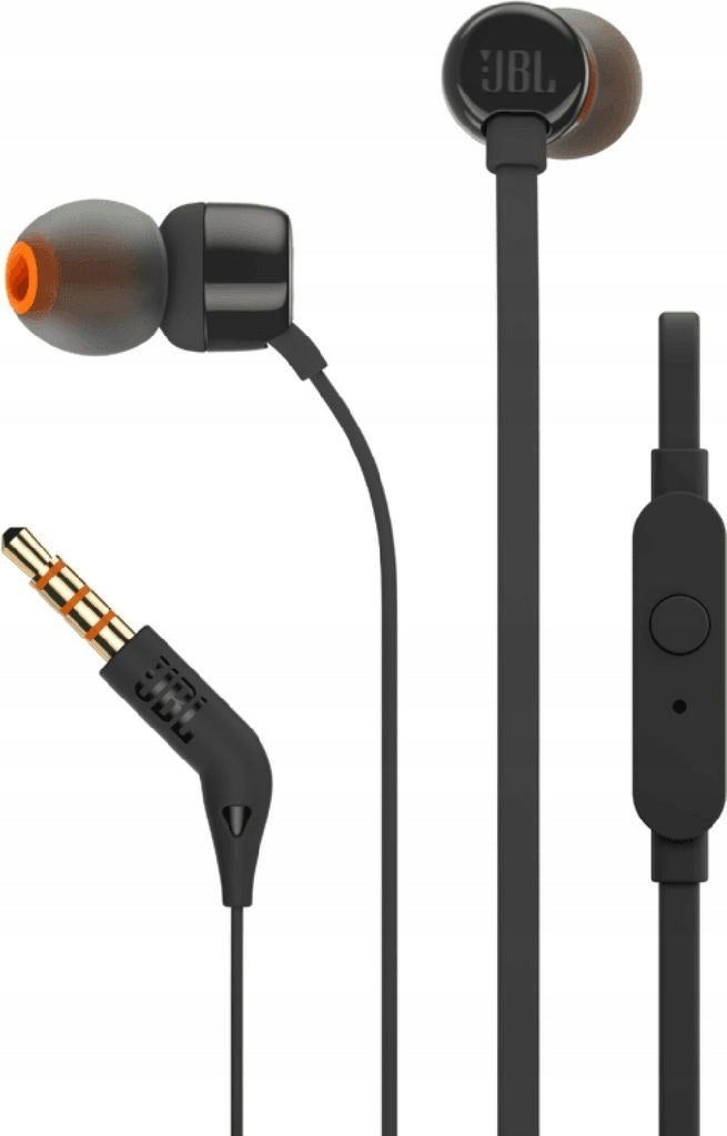 JBL T110 Wired In-Ear Headphones Jack 3.5mm For Laptop Phone Black Manufacturer code JBL Słuchawki Jack 3.5mm do tabletu telefonu