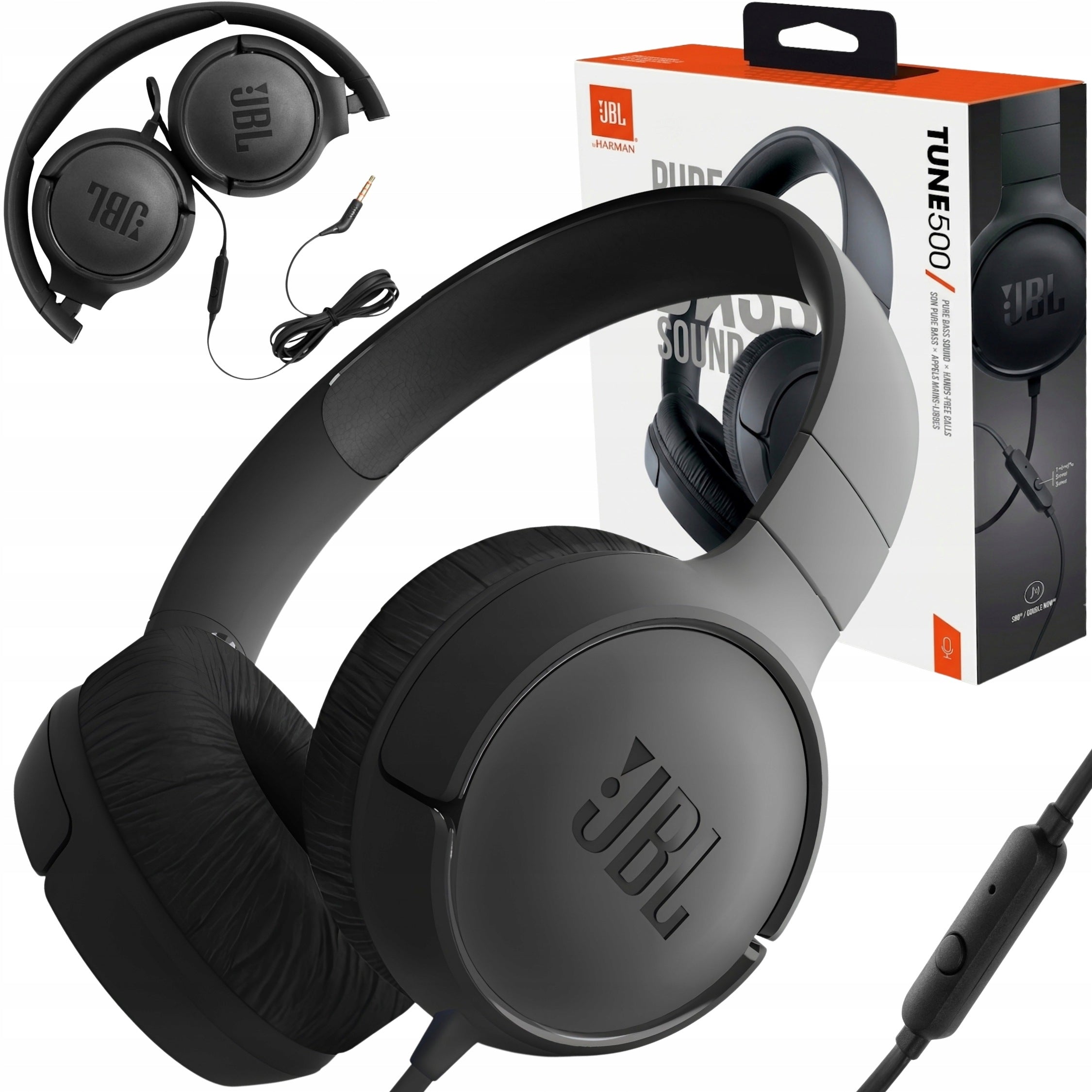 JBL TUNE 500 Wired On-Ear Headphones with Pure Bass Microphone