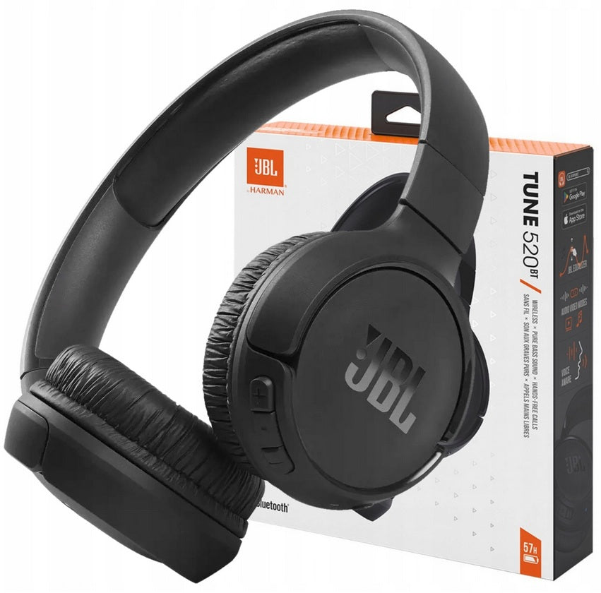 JBL Tune 520BT Wireless Headphones Black On-Ear Bluetooth Pure Bass