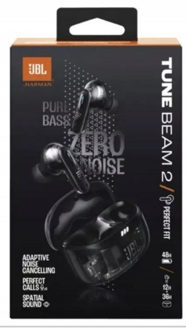 JBL Tune Beam 2 Ghost Wireless In-Ear Headphones ANC 48h Black