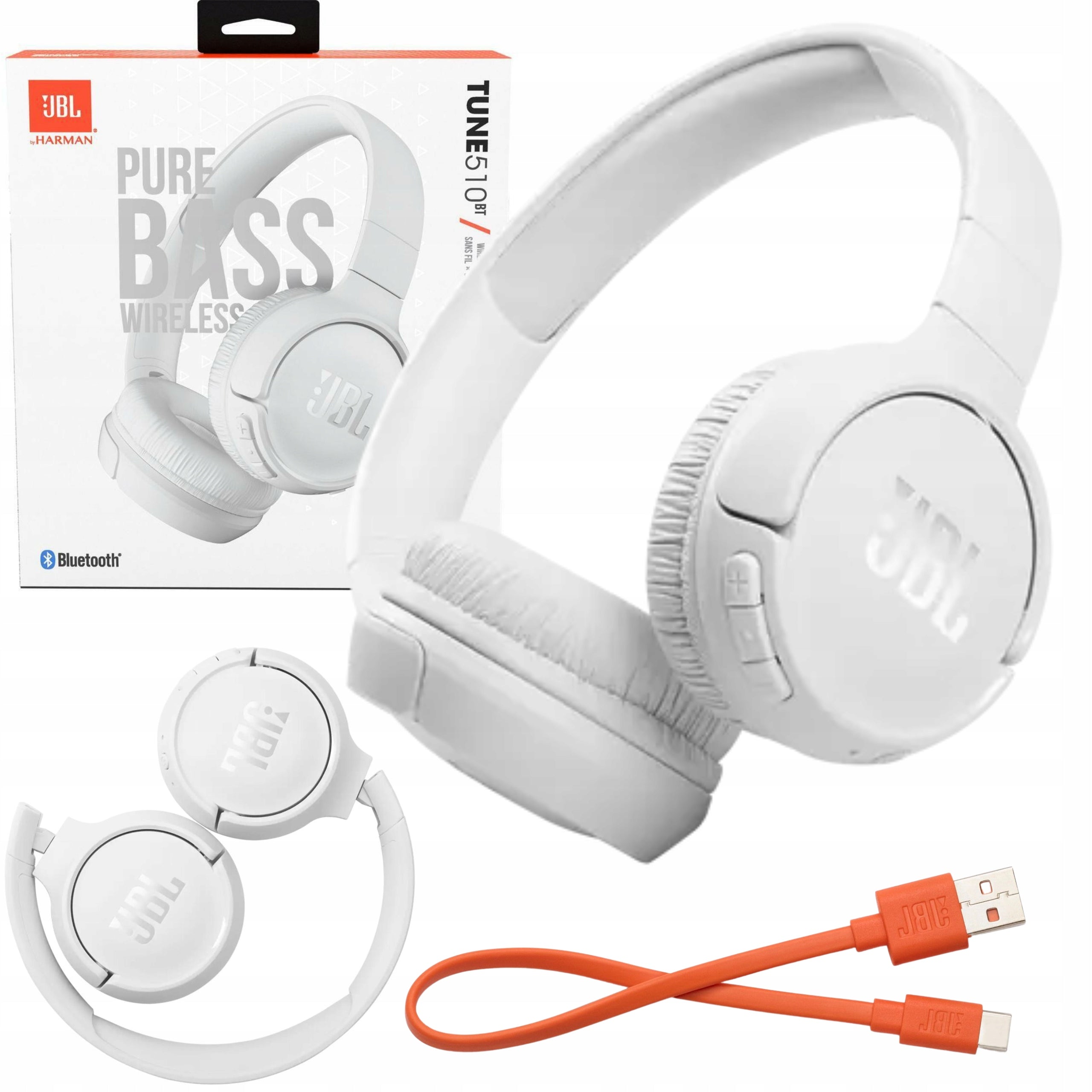 JBL WIRELESS ON-EAR HEADPHONES WITH BLUETOOTH MICROPHONE WHITE COMFORTABLE