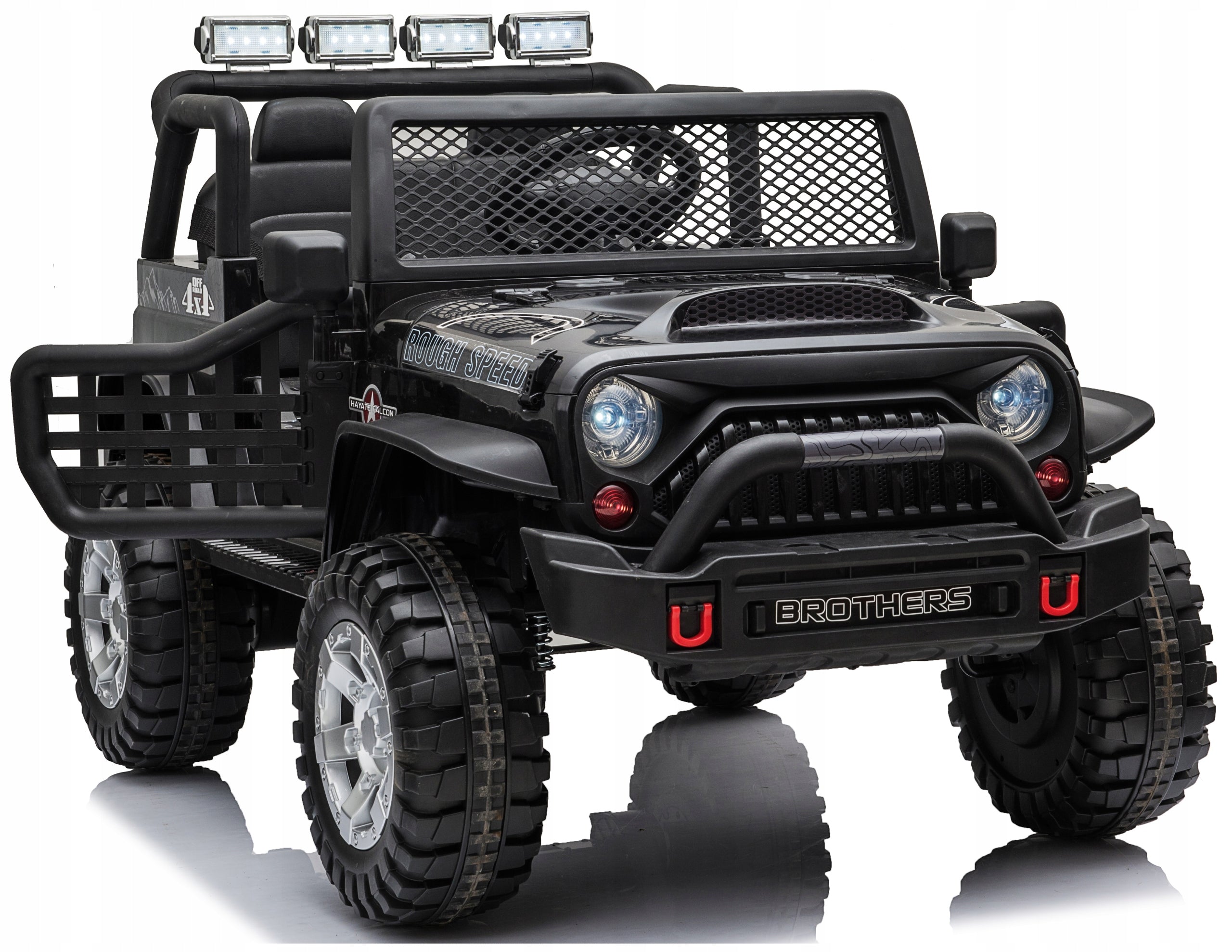 JEEP AUTO BATTERY OPERATED LEATHER SOFT WHEELS EVA PILOT 4x ENGINE 12V10Ah 4x4 Brand Bobo-San