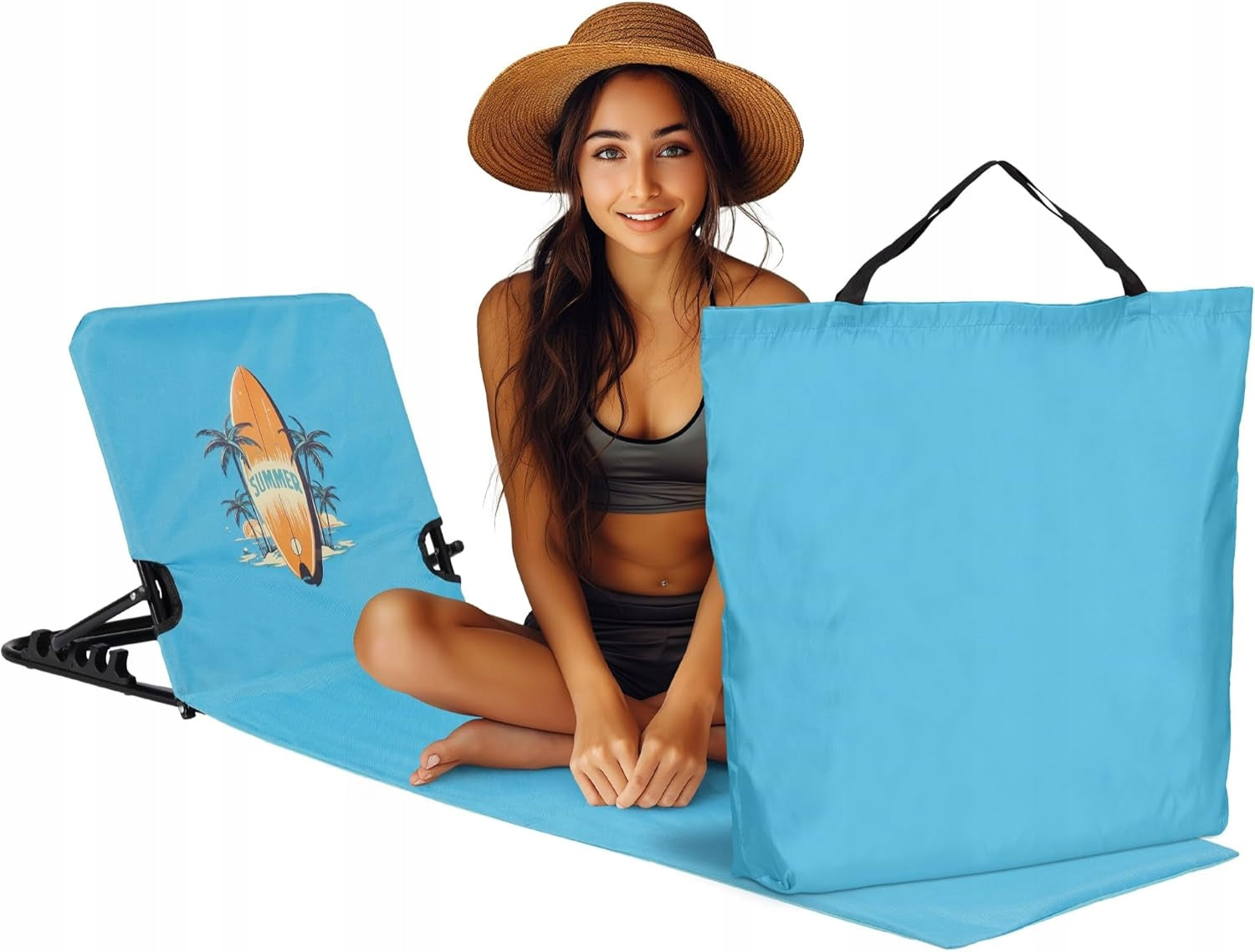 JEMIDI SUN LOUNGER BEACH MAT WITH BACKREST ADJUSTABLE 1,2KG TURQUOISE FOLDING