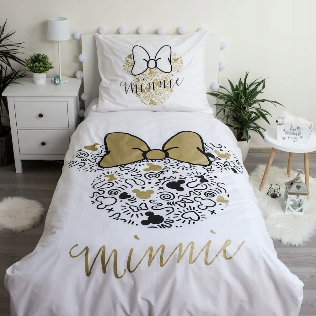 Bettwäscheset Minnie Gold 02, 140 x 200 cm + Kissenbezug 70 x 90 cm