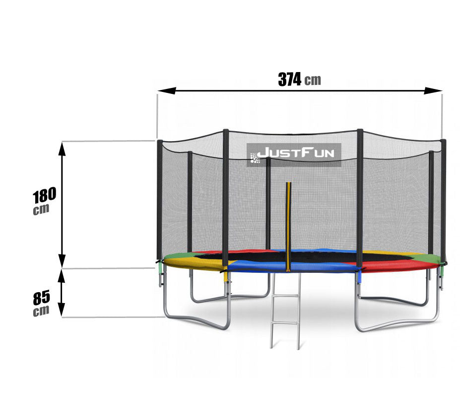 JF Trampoline With Mesh And Ladder 12ft 374cm MULTICOLOR Brand JUST FUN