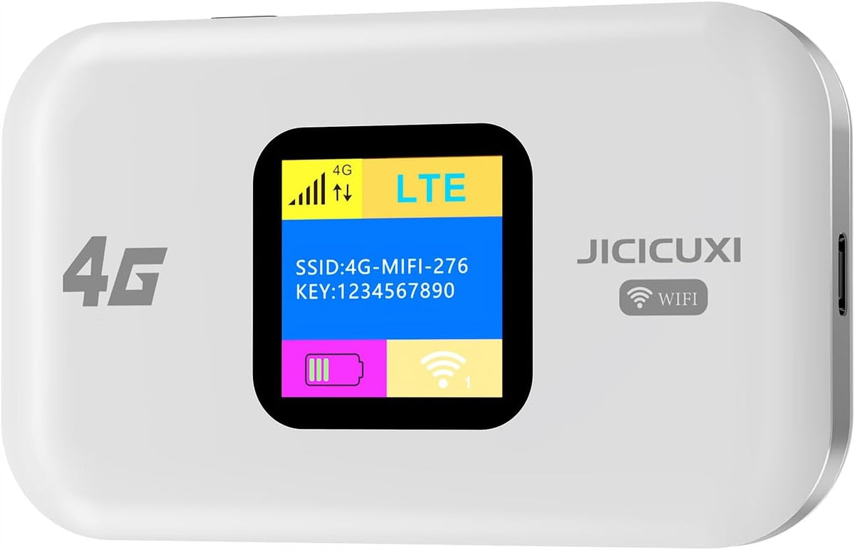 JICICUXI Portable WiFi Router, 4G Sim Portable LED Screen Router