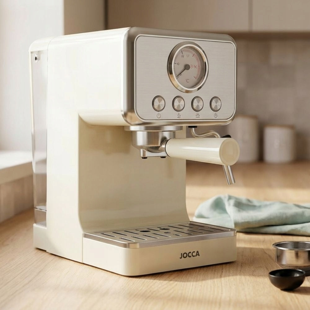JOCCA Espresso Machine for Coffee Retro 15 Bar 1400W Cream Foamer Brand Jocca