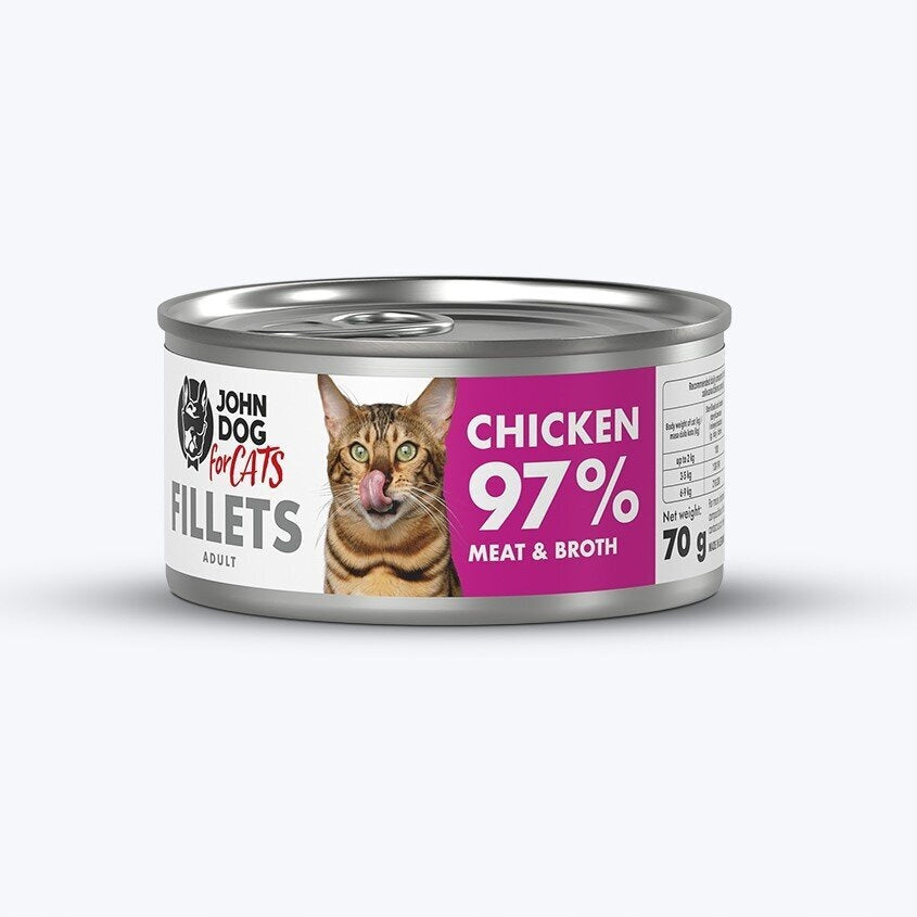 JOHN DOG FOR CATS CAT FOOD CHICKEN FILLETS 70g Brand John Dog for Cats