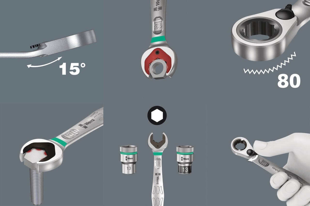 JOKER 6001 WERA 05020091001 RATCHET FLAT EYE WRENCHES Brand Wera