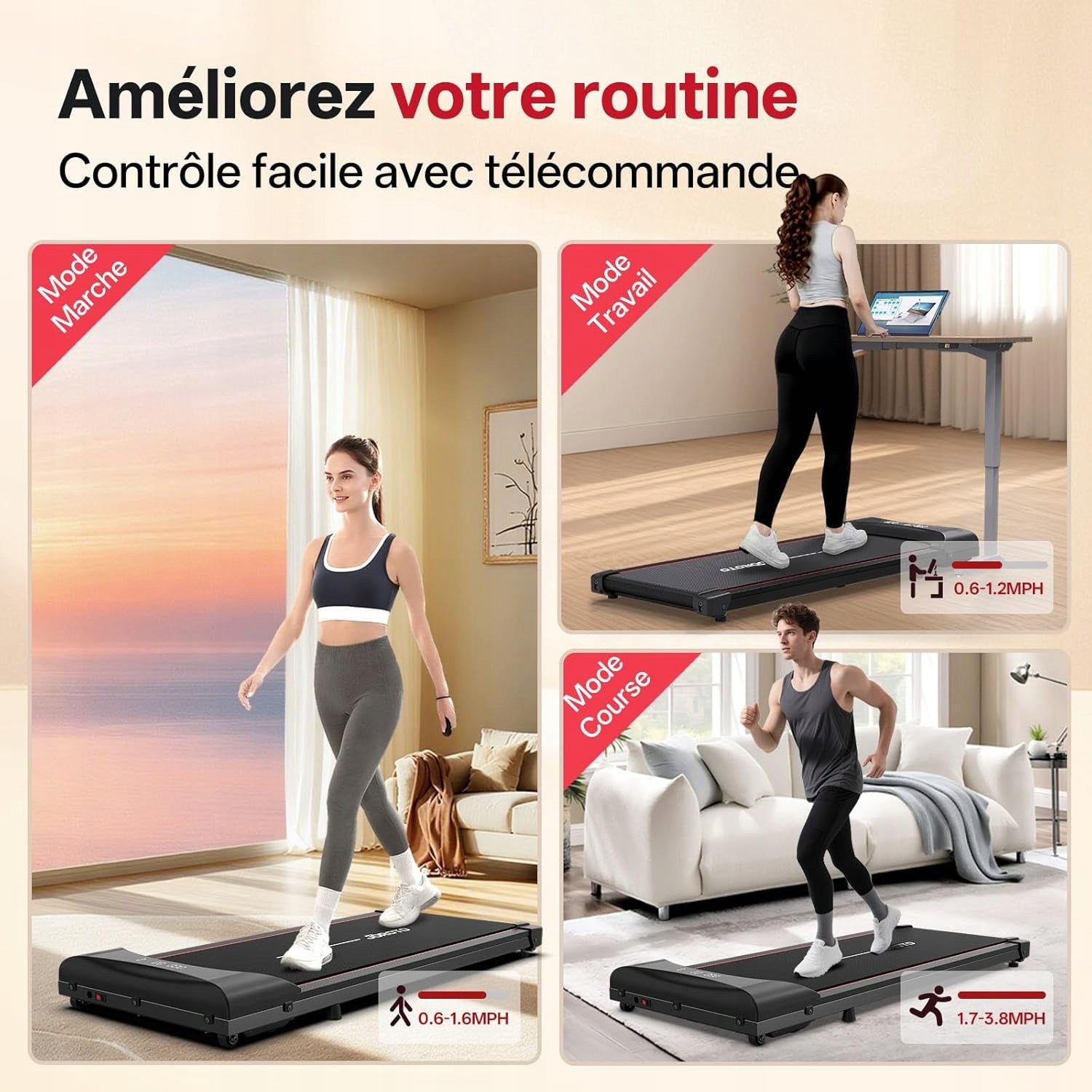 JOROTO JW20 Walking Pad 3 in 1 Treadmill 2,25 PS 1-6 km/h Load capacity 140 kg Kind electric