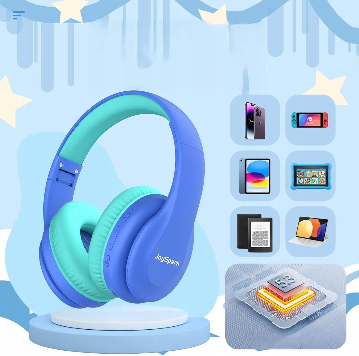 JOYSPARK KIDS BLUETOOTH HEADPHONES | 85/94 dB | 60H SAFE LIGHTWEIGHT Packaging status original