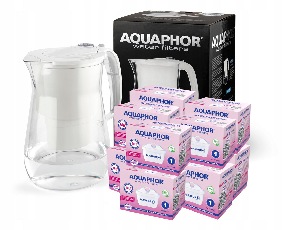 JUG FILTER AQUAPHOR ONYX WHITE + 10 MAGNESIUM CARTRIDGES MAXFOR+ B25 MG+
