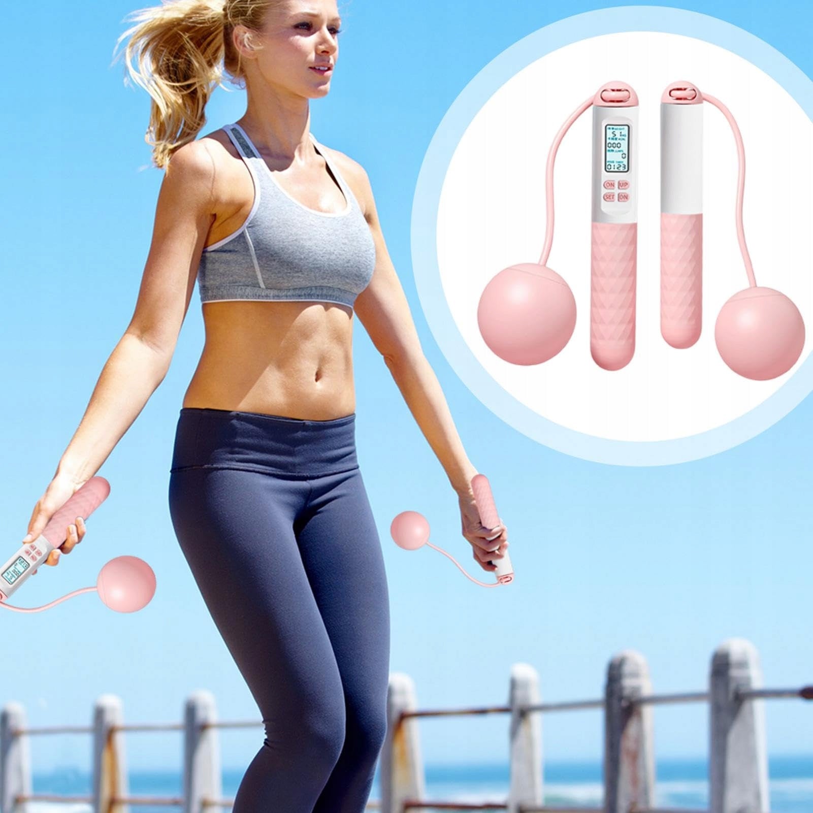 JUMP ROPE 2IN1 ROPE + BALLS CALORIE COUNTER STOPWATCH LED DISPLAY ADJUSTMENT Manufacturer code SKAKANKA 2W1 LINKA