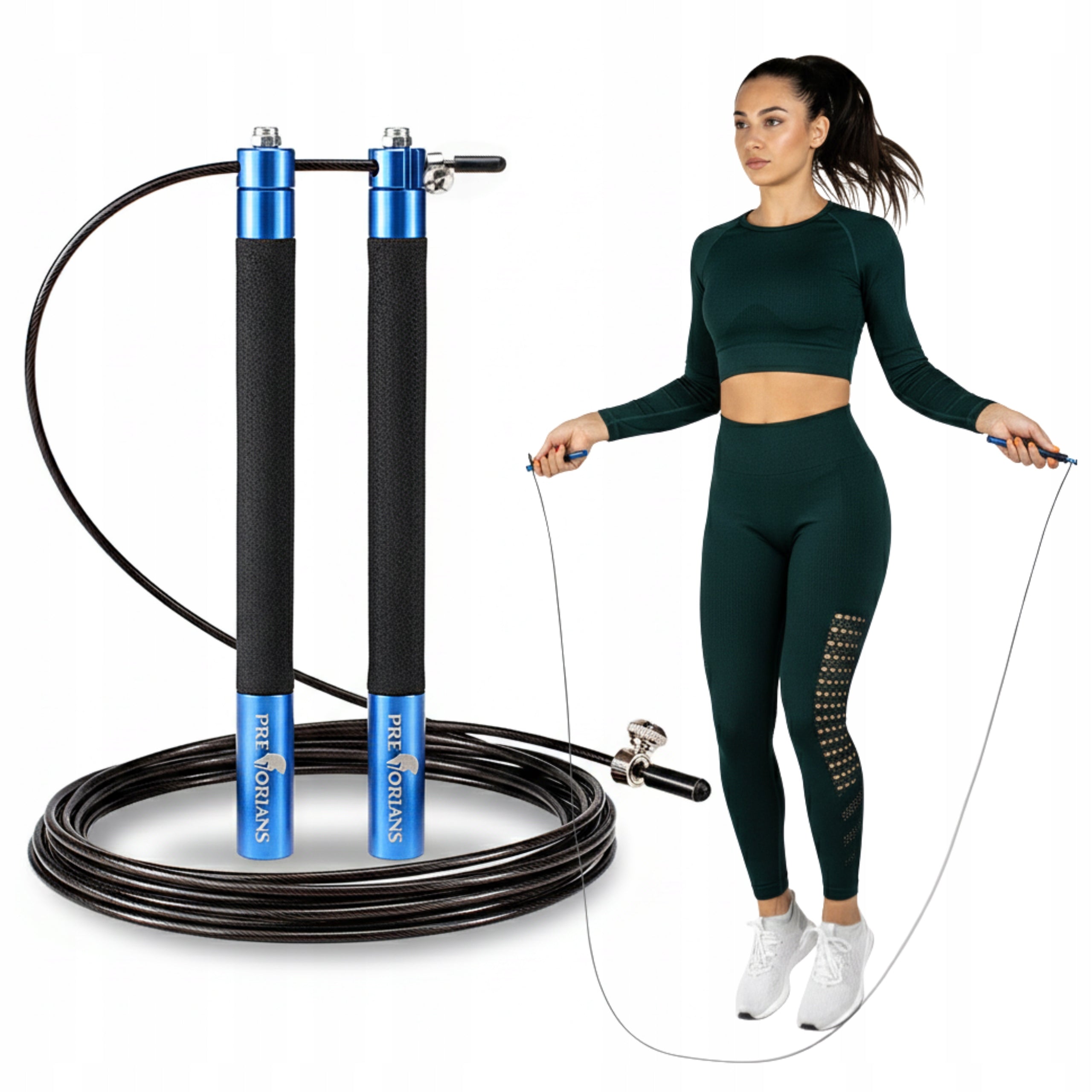 JUMP ROPE ADJUSTABLE BOXING ALUMINUM WITH BEARINGS STEEL FITNESS ROPE