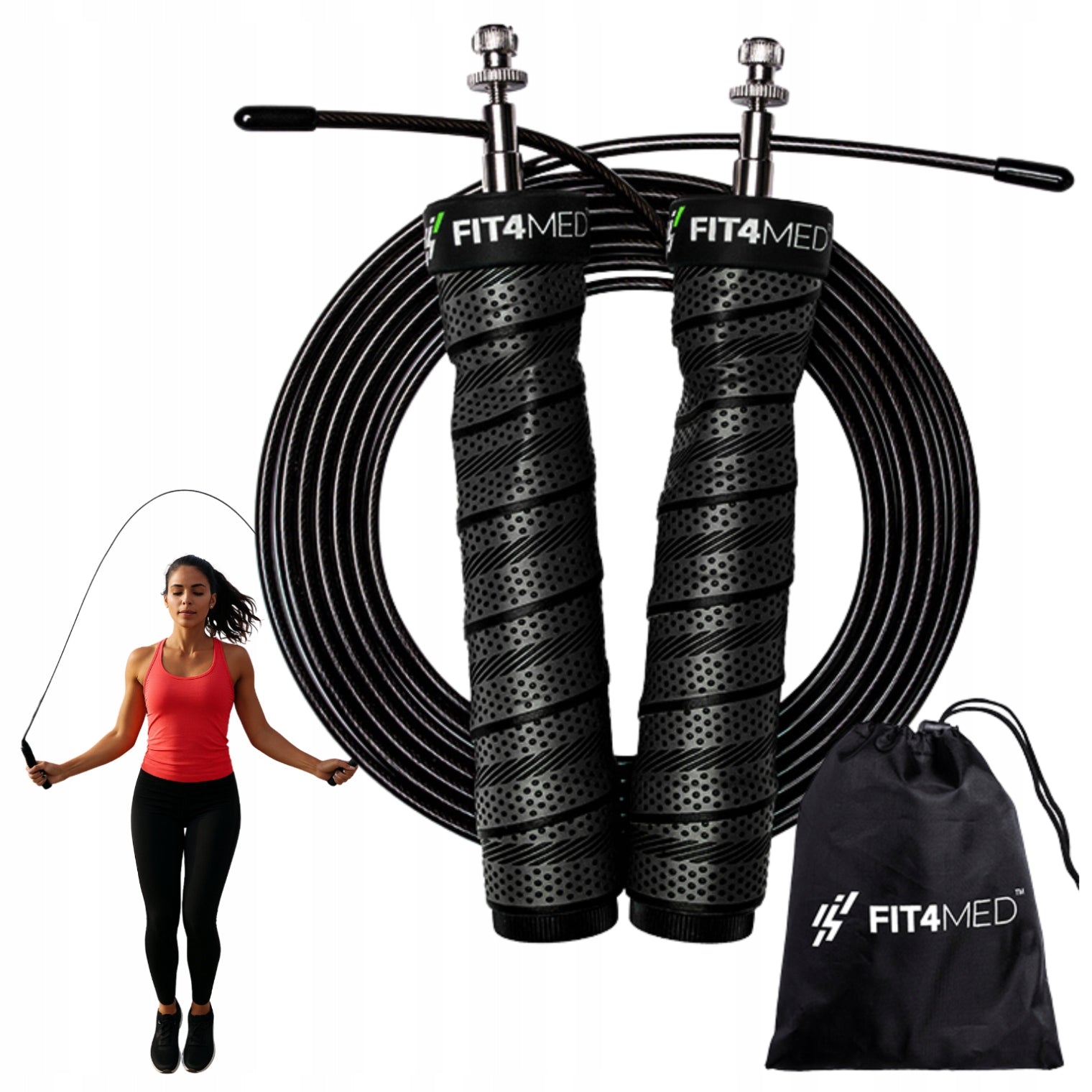 JUMP ROPE ADJUSTABLE TRAINING 2 PROFESSIONAL LINKS WITH BEARINGS