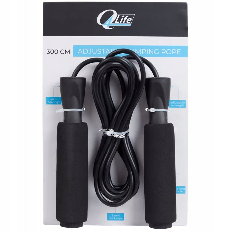 JUMP ROPE ADJUSTABLE WITH BEARINGS BLACK 300CM KAYTAN Color black