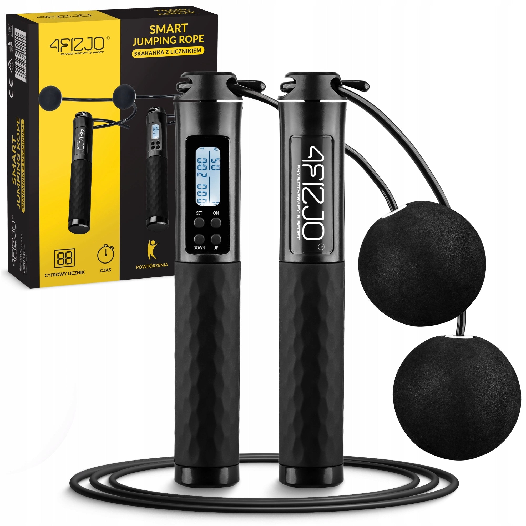JUMP ROPE ADJUSTABLE WITH COUNTER WIRELESS BALLS CALORIE DISPLAY